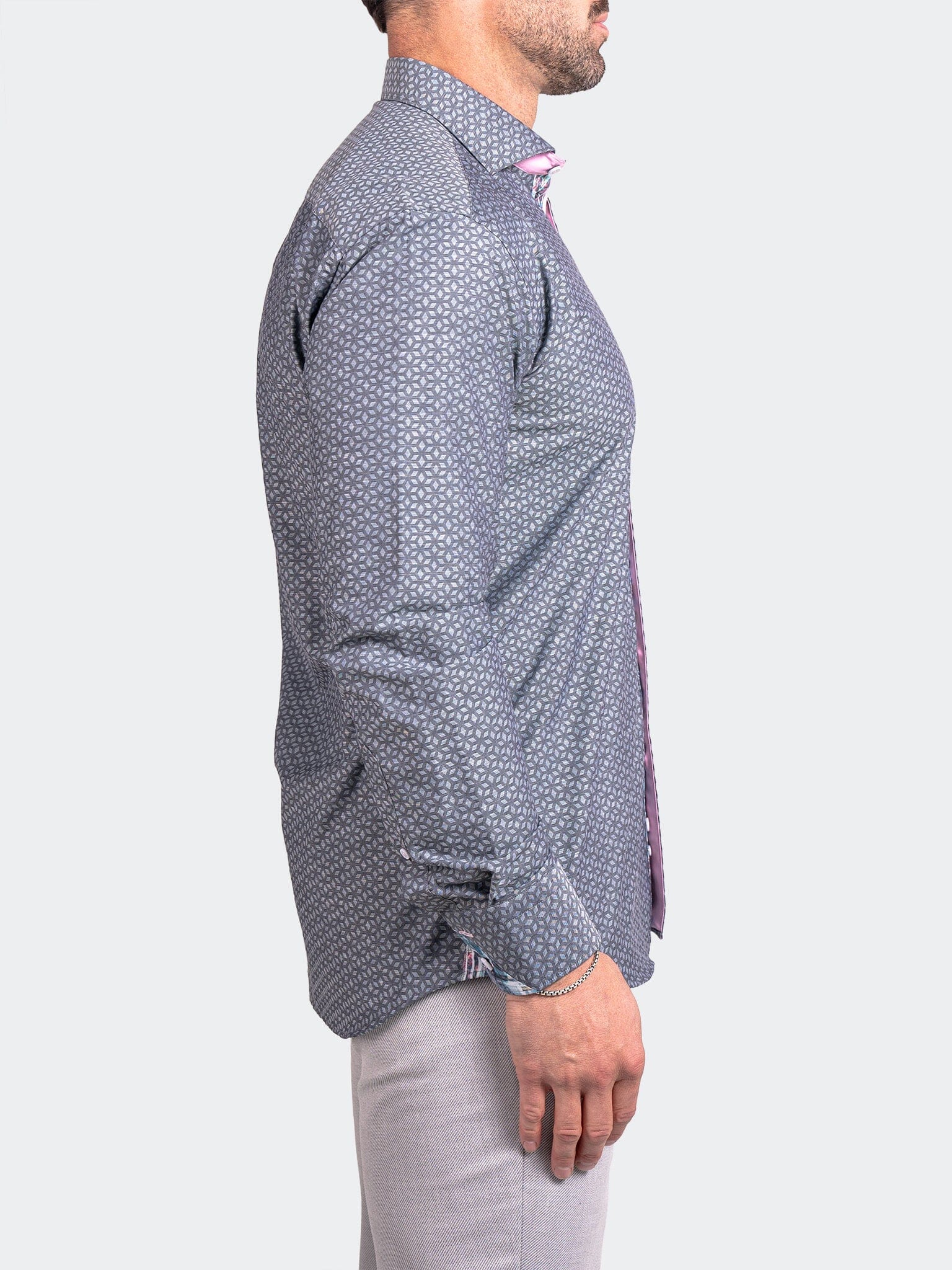 Eins Ascension Grey Geo Print Shirt