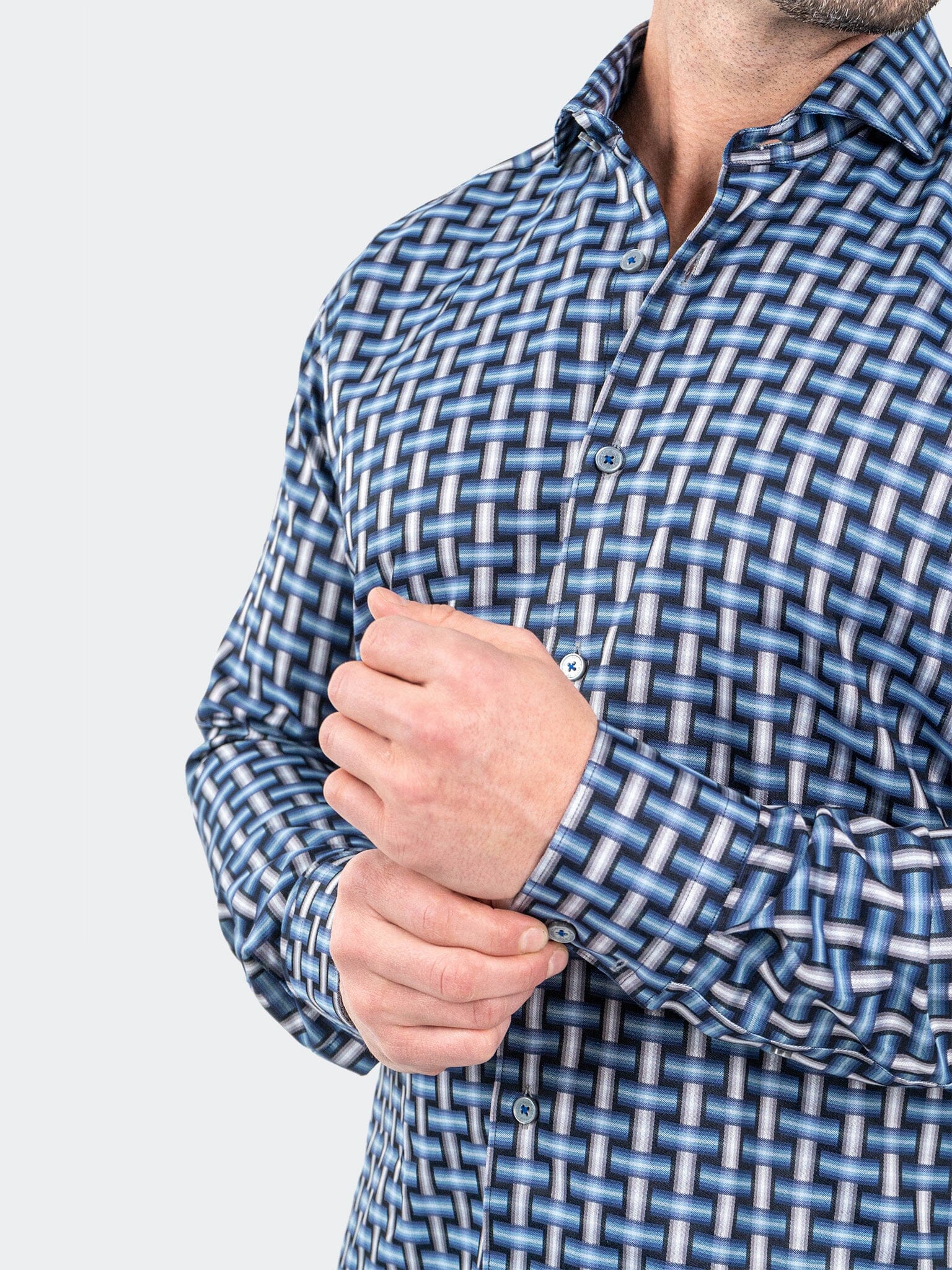 Eins JacqDigiWeave Blue Shirt