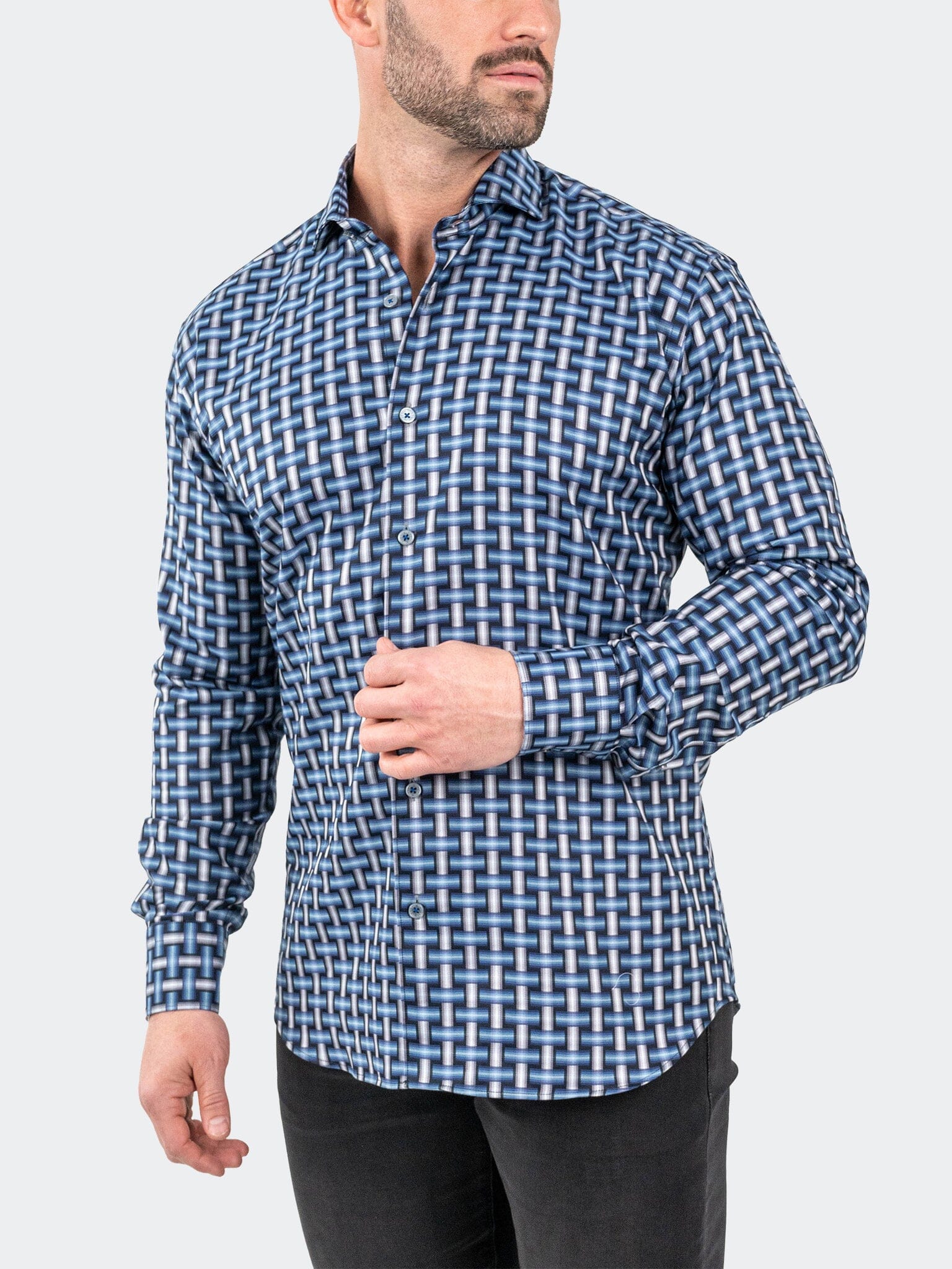 Eins JacqDigiWeave Blue Shirt