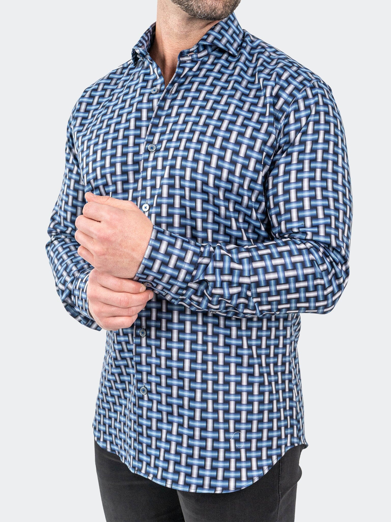 Eins JacqDigiWeave Blue Shirt
