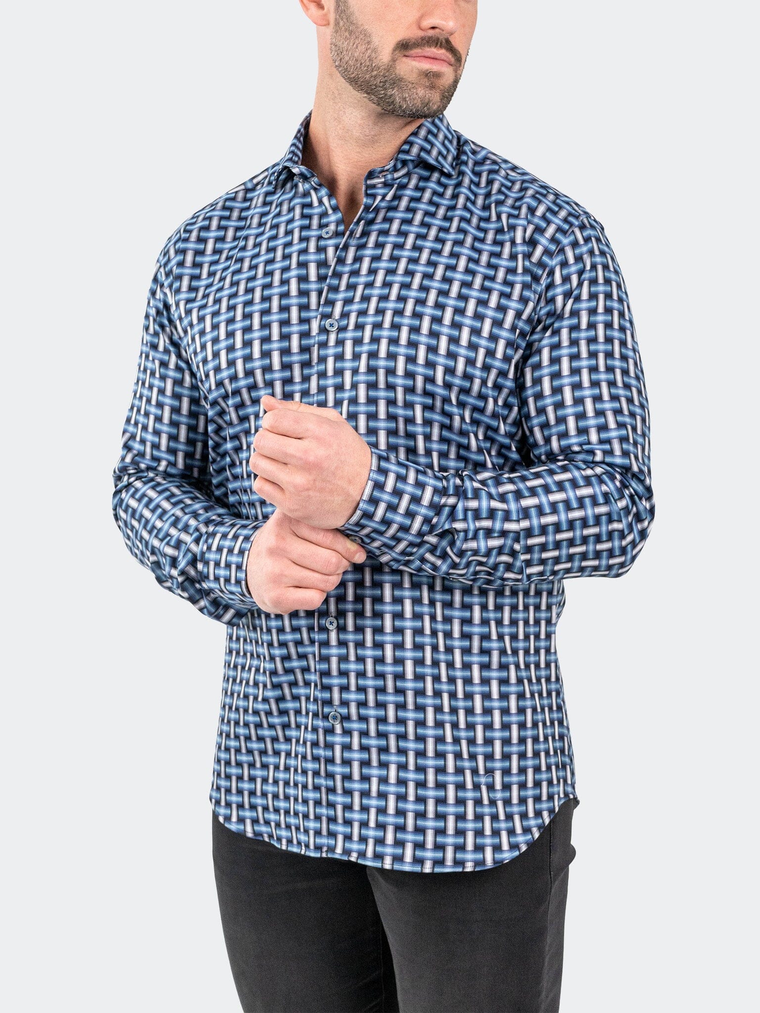 Eins JacqDigiWeave Blue Shirt