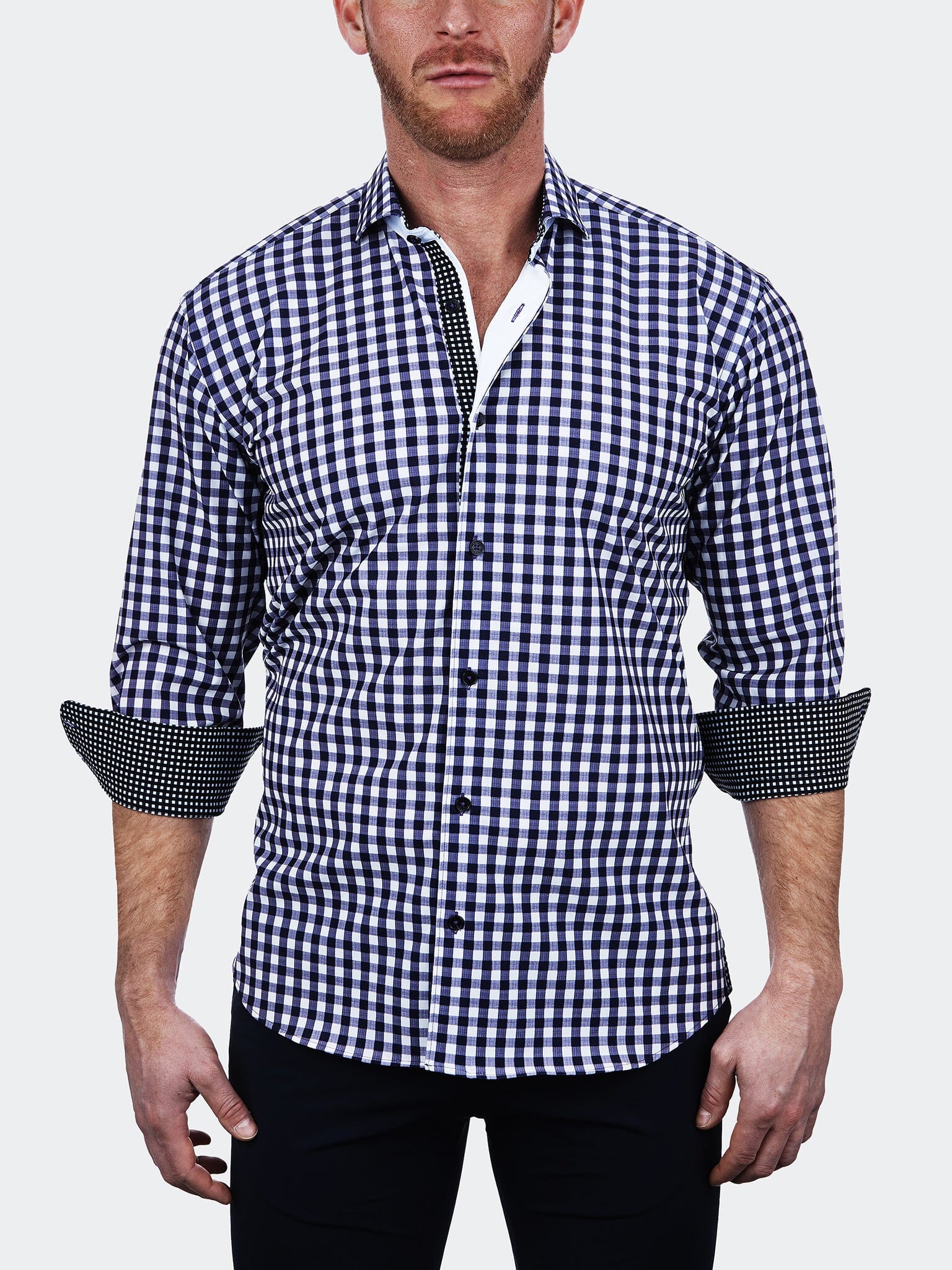 Eins Large check Stretch Blue