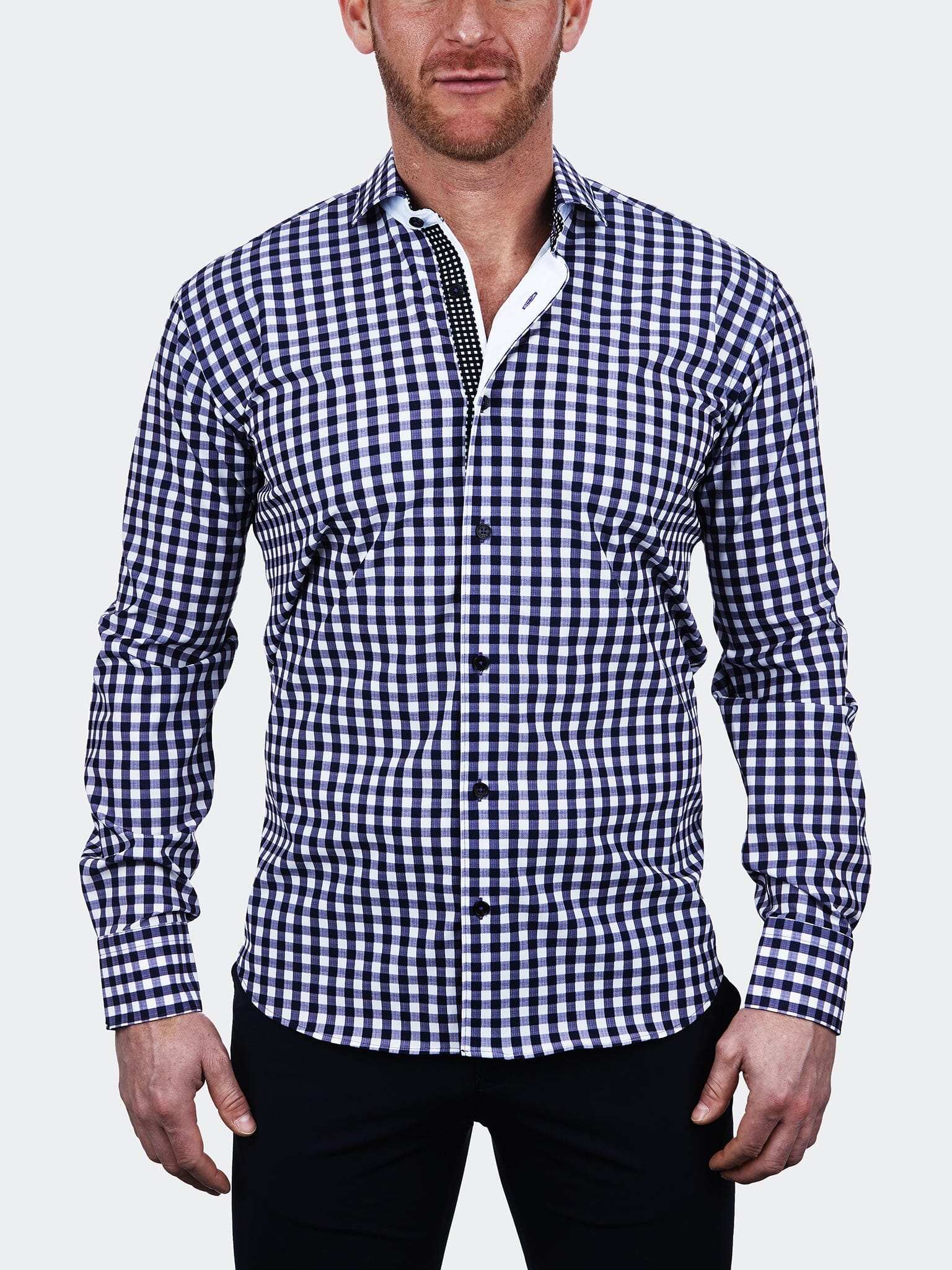 Eins Large check Stretch Blue