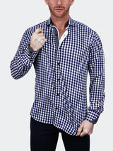 Eins Large check Stretch Blue View-4