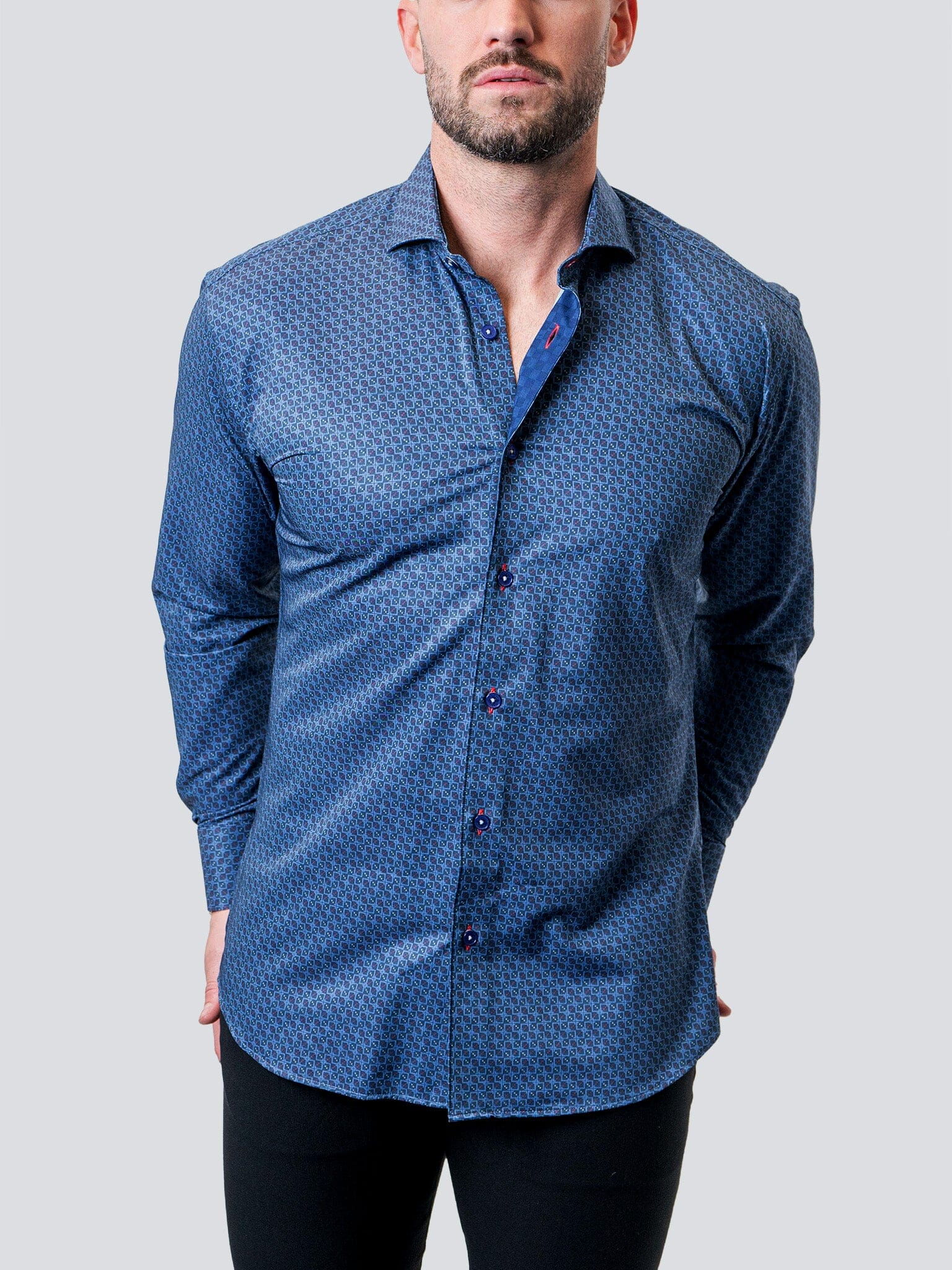 Eins Stretch MAZE GINGHAM BLUE