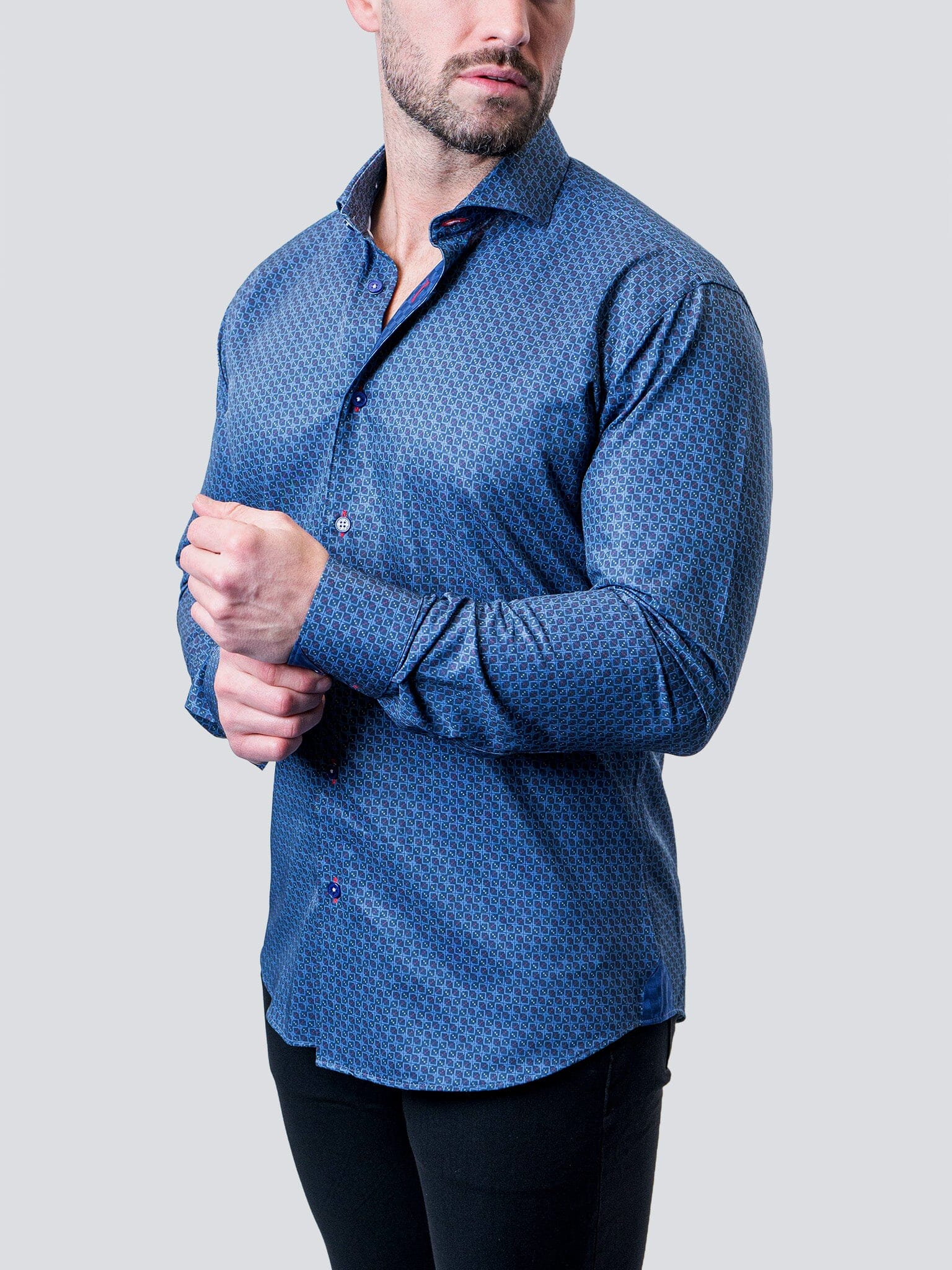 Eins Stretch MAZE GINGHAM BLUE