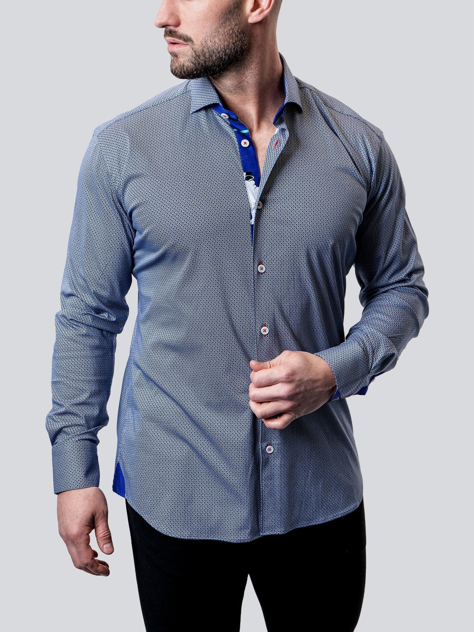 Eins Micro Cube Blue Shirt