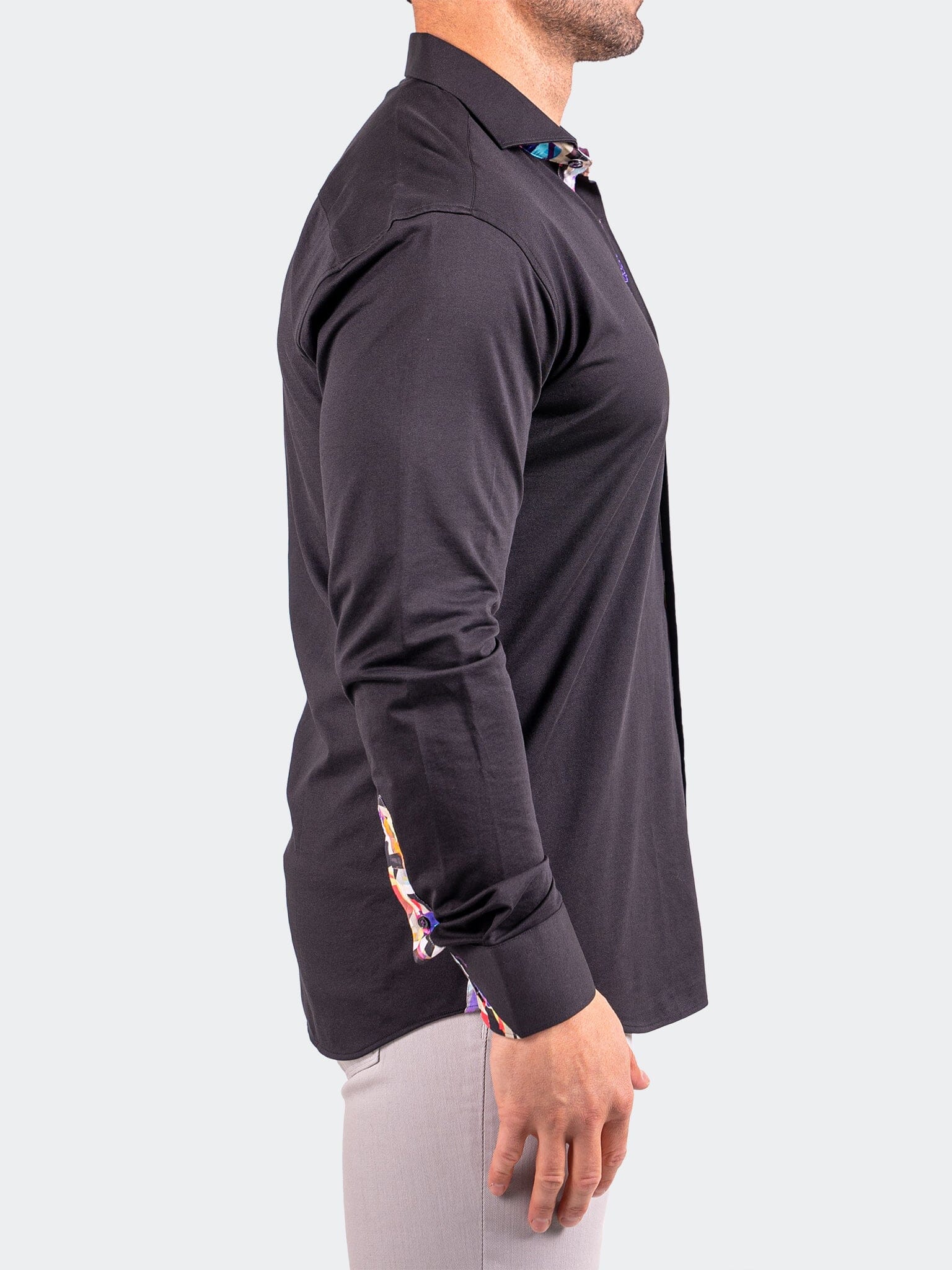 Eins Black Floral Stretch Shirt
