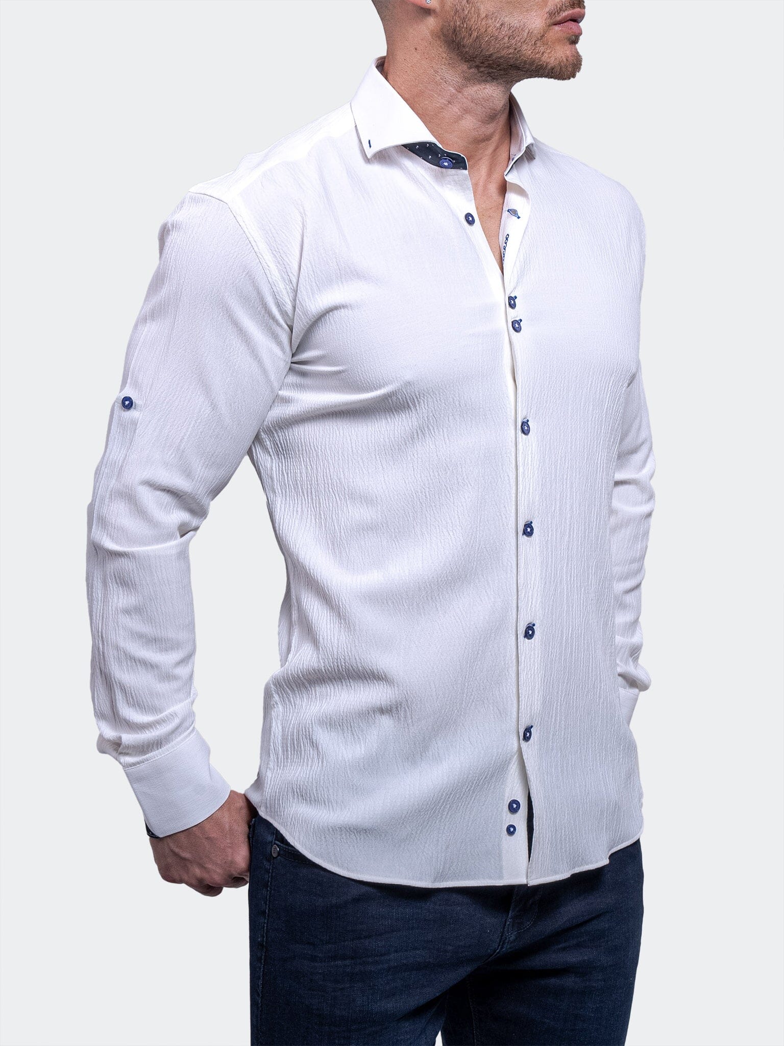 Eins Crinkle White Shirt