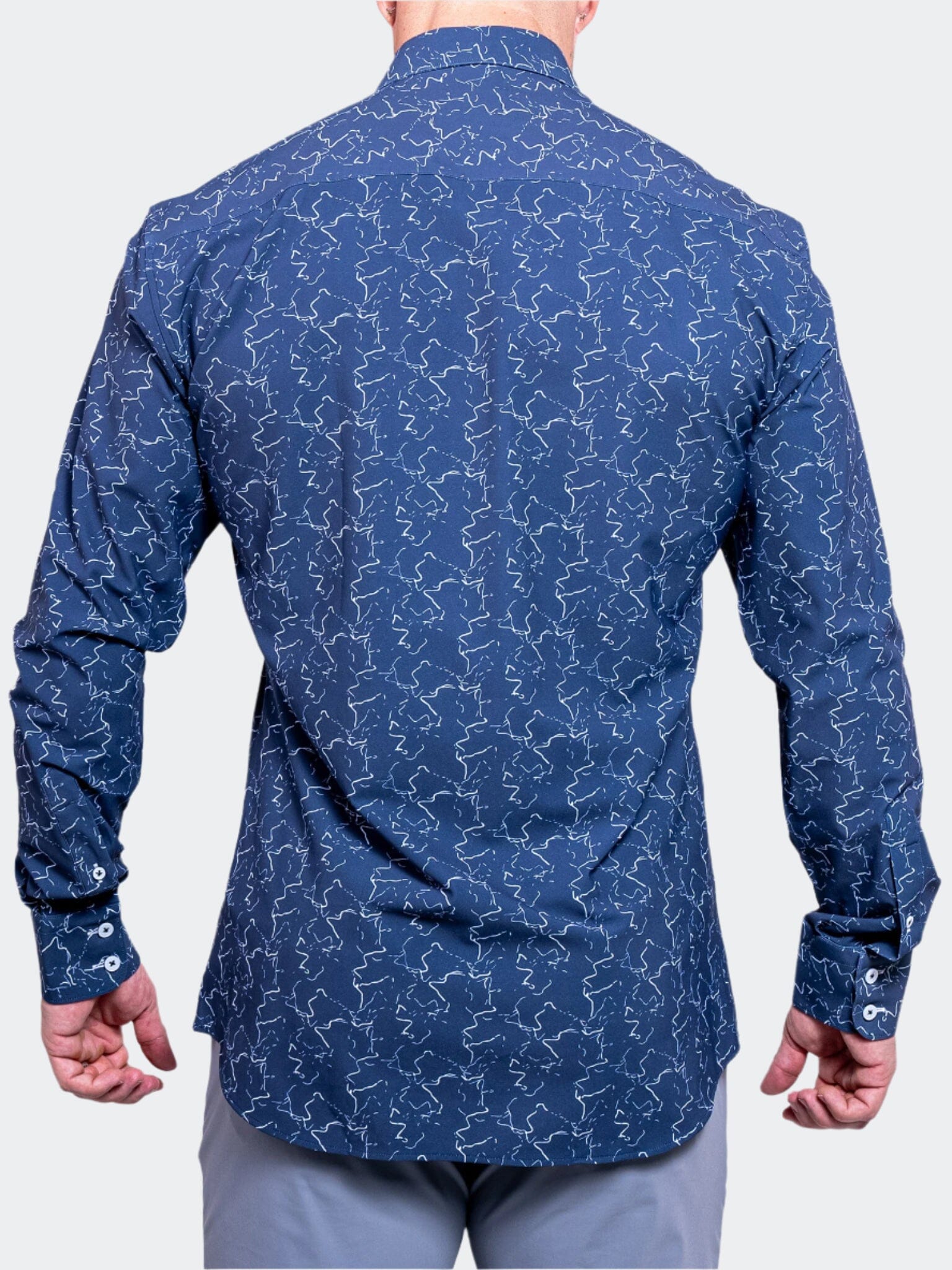 Navy Eins Stretch Pattern Shirt