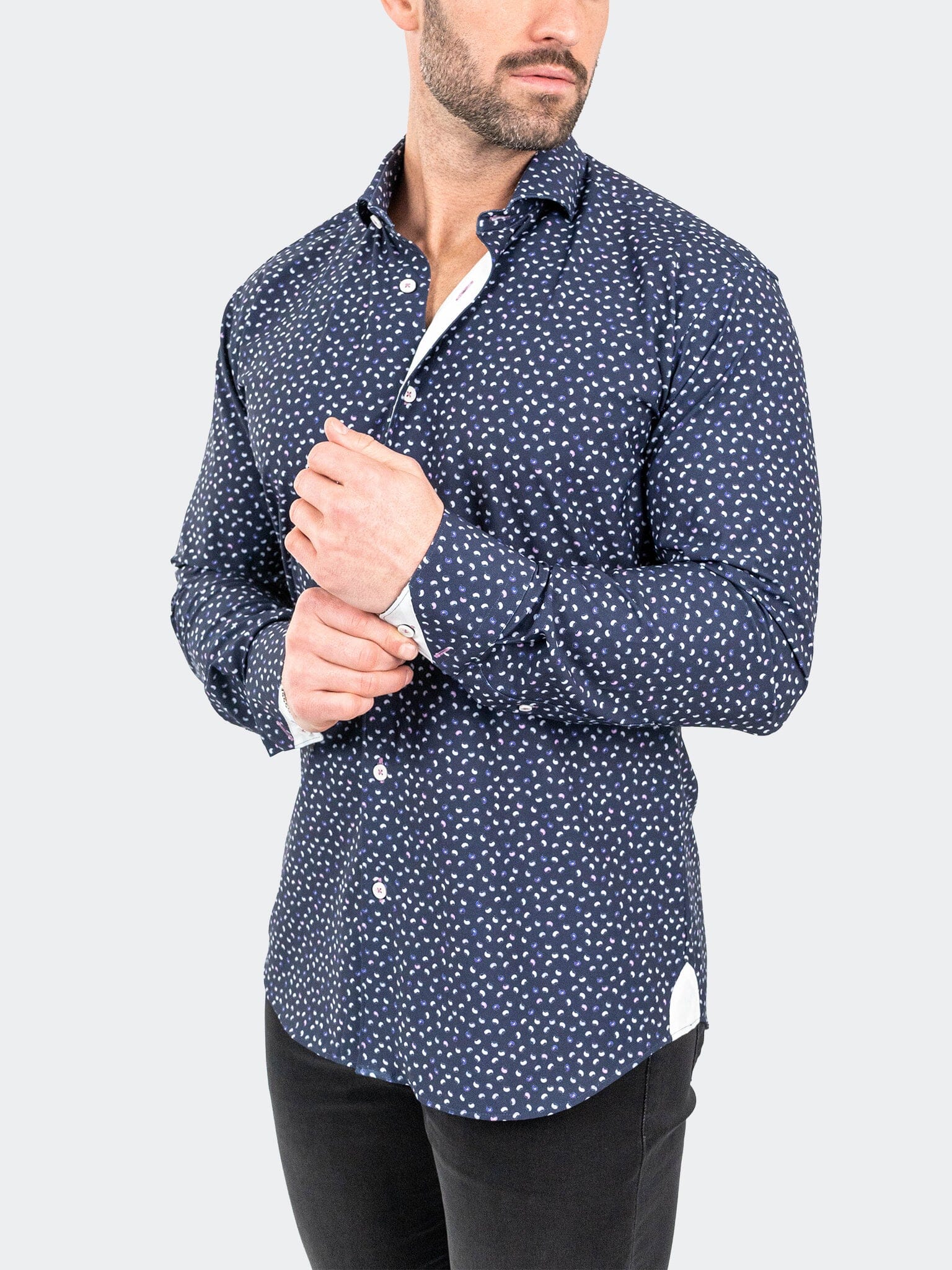 Eins MicroPaisley Navy Shirt