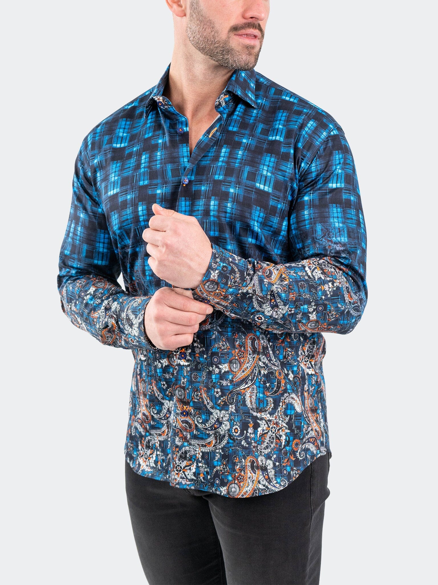 Fibonacci PaisleyCheck Blue