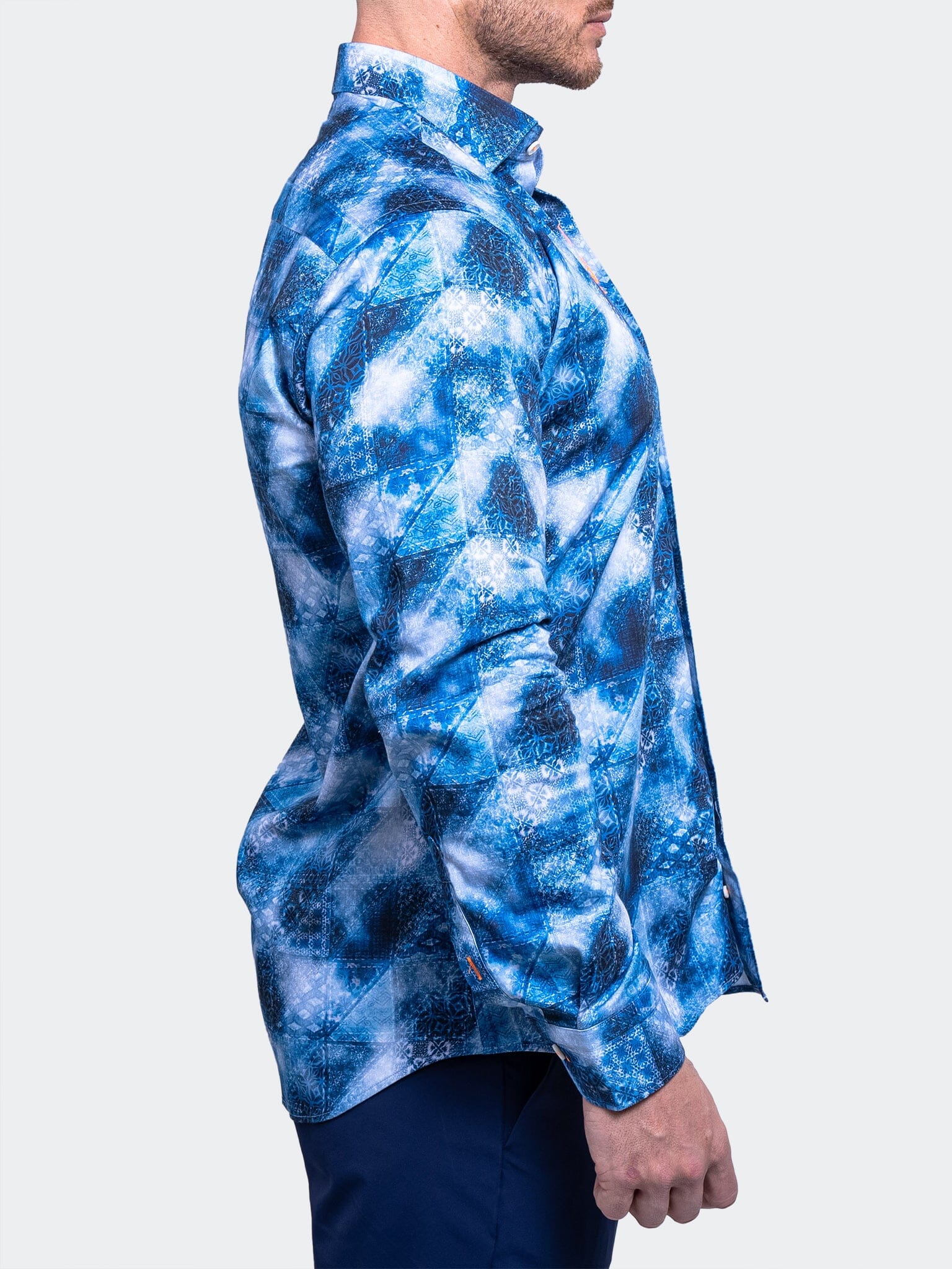Blue Medallion Satin Shirt