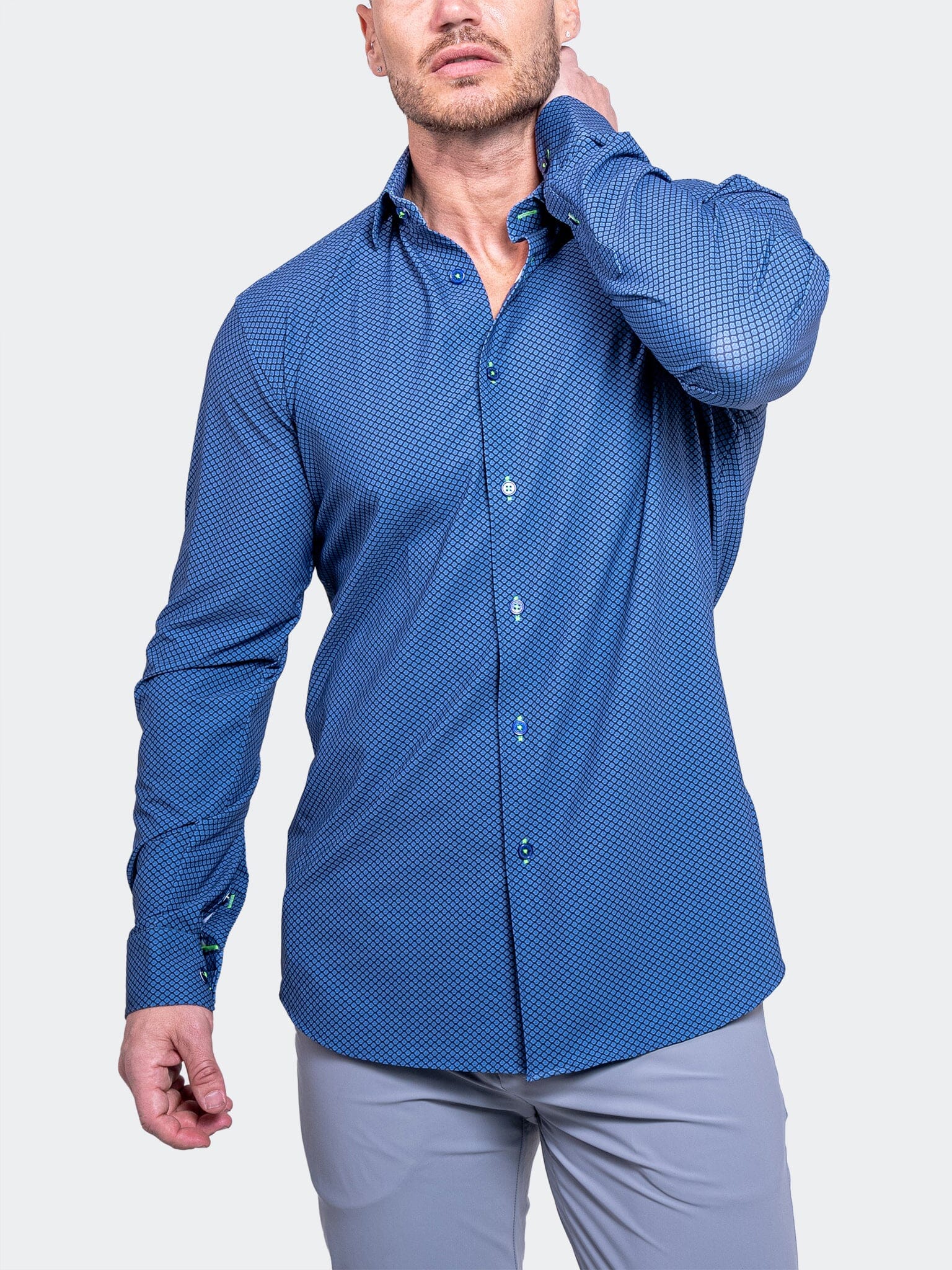 Fibonacci Microdot Blue Shirt