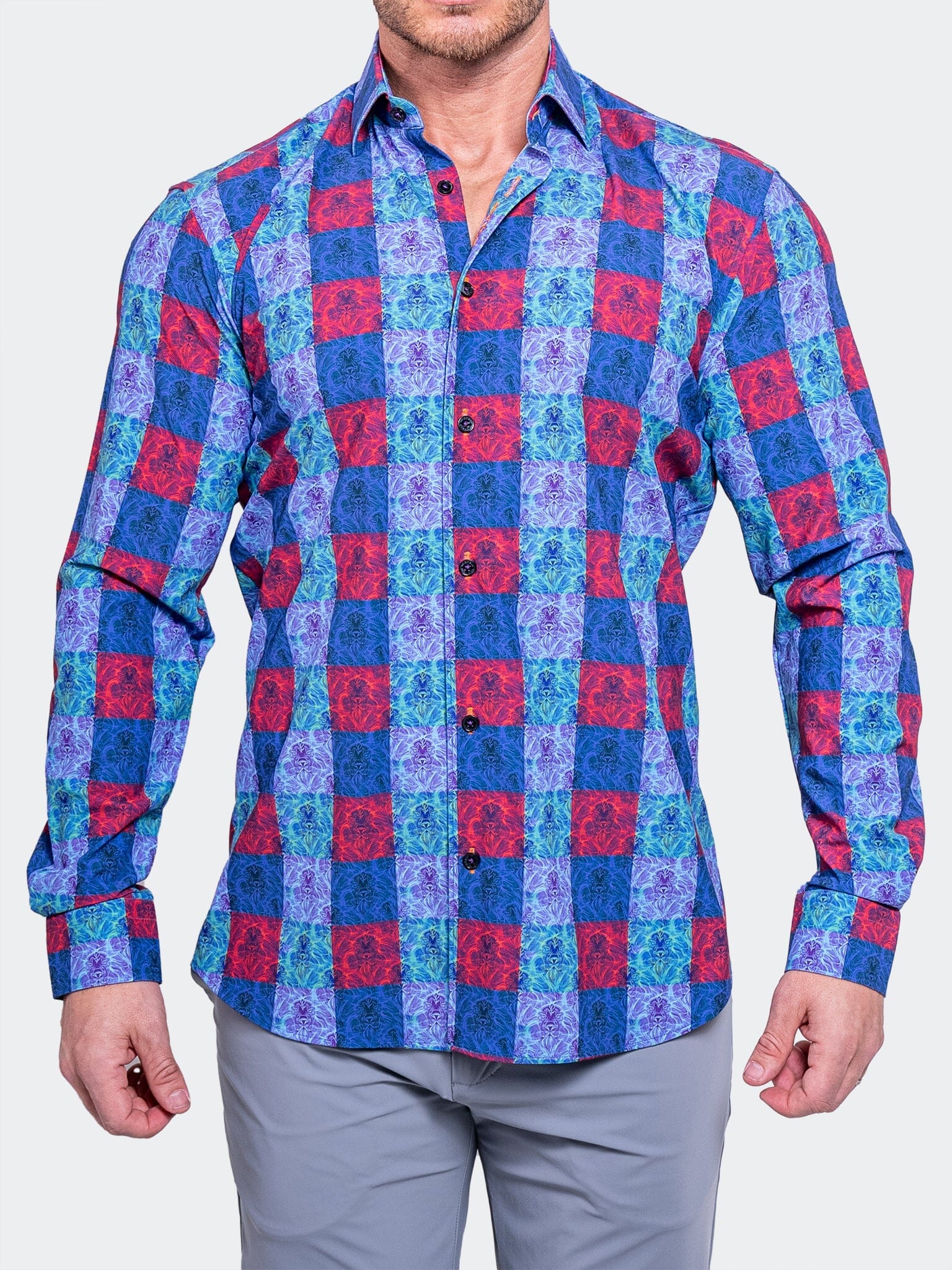 Fibonacci Bold Check Satin Shirt