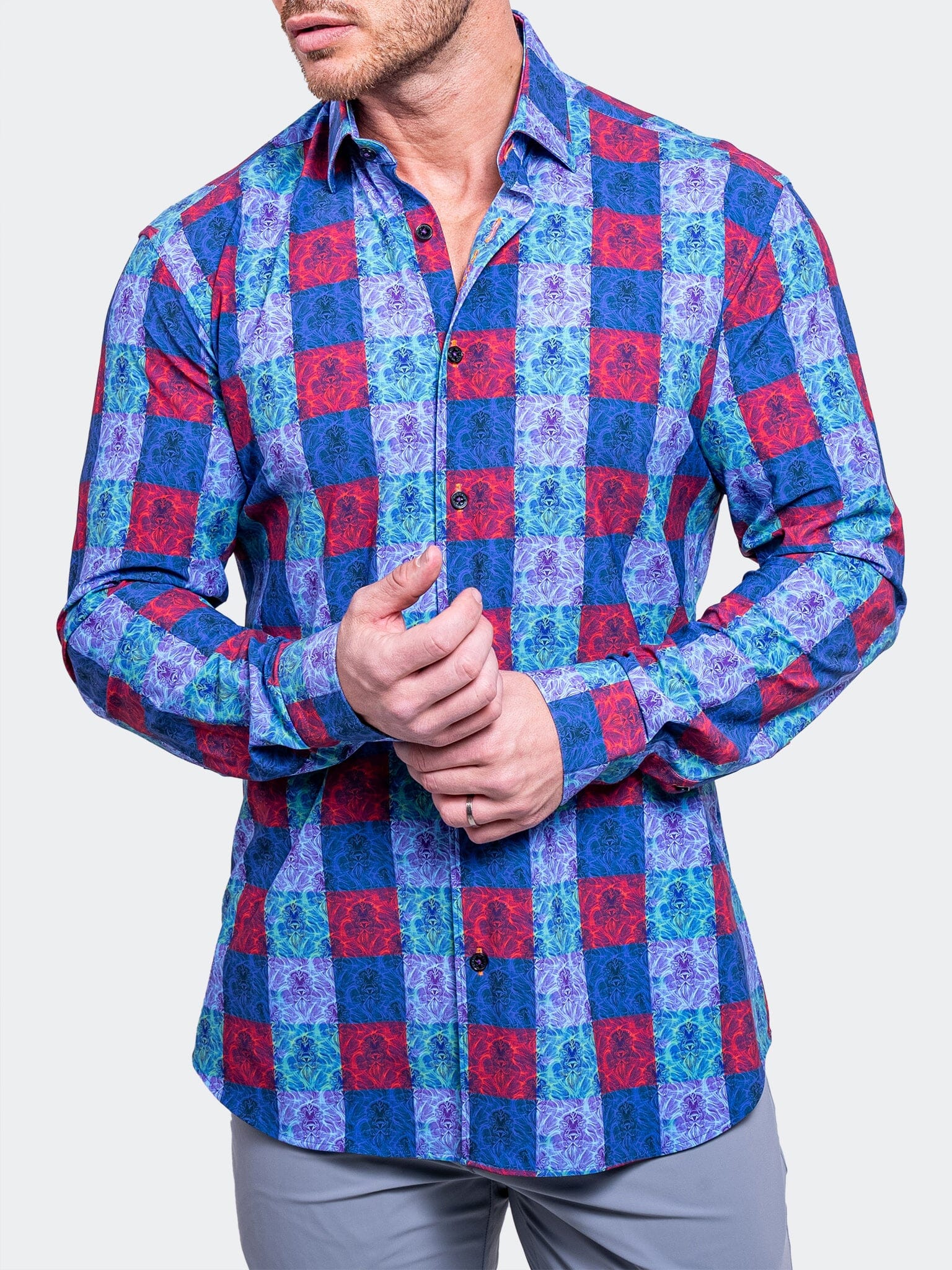Fibonacci Bold Check Satin Shirt