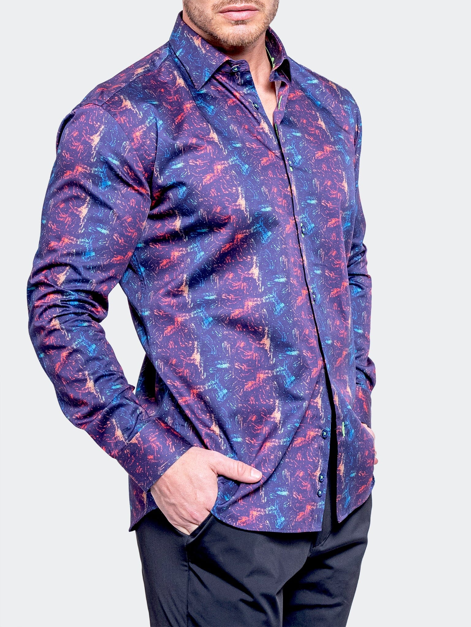 Fibonacci Navy Abstract Stretch Shirt