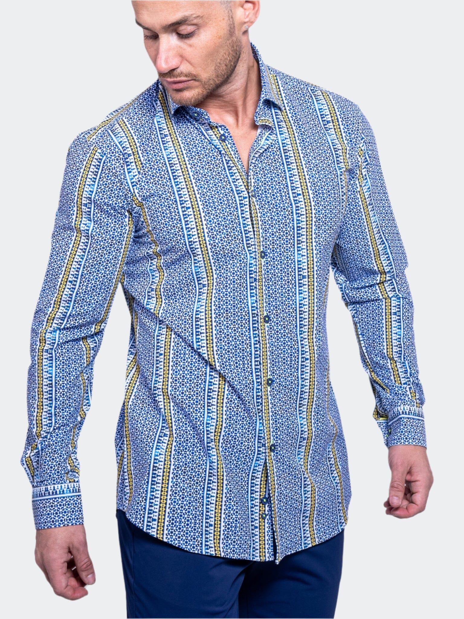 Blue Gold Stripe Fibonacci Shirt