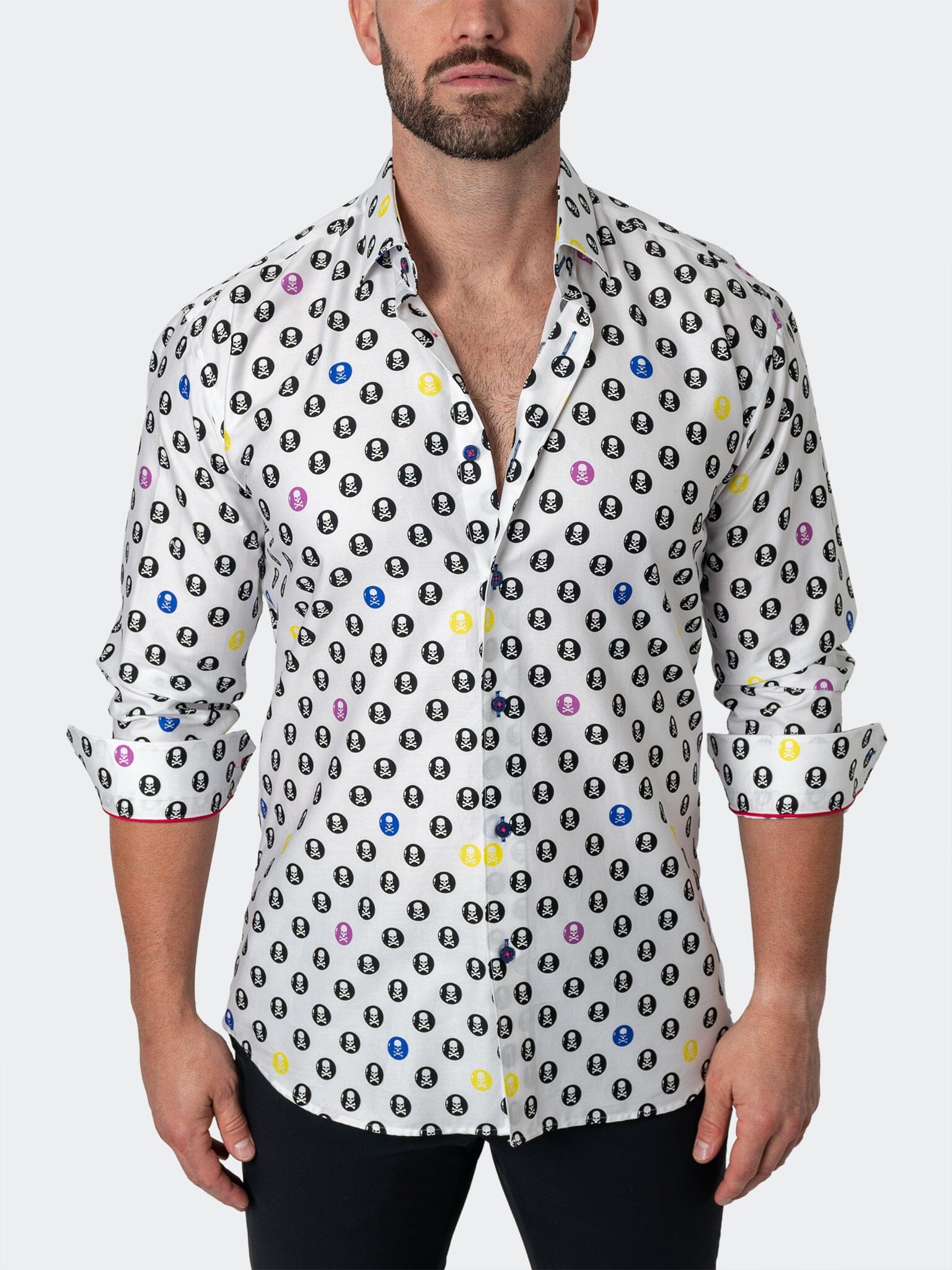 Maceoo Fibonacci Regular Fit Skullcircle White Button-Up Shirt