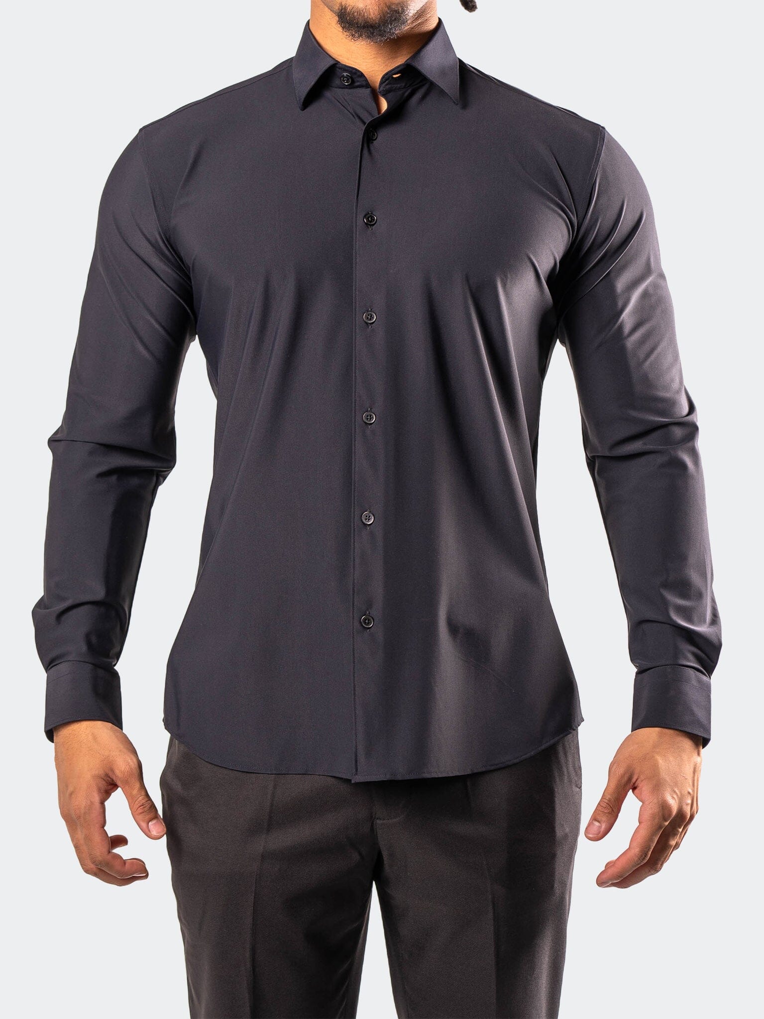 Perm Fibonacci Black Stretch Dress Shirt