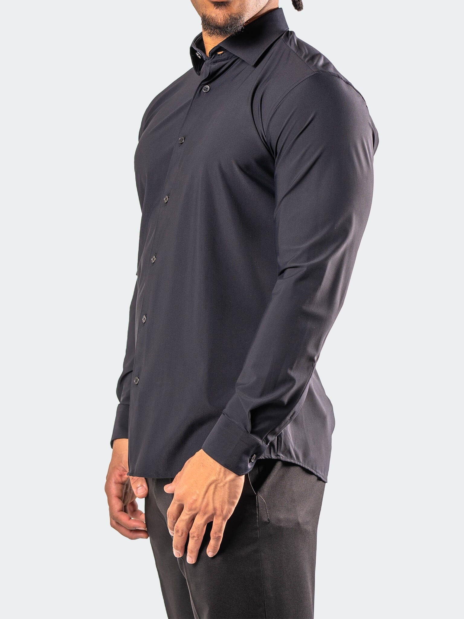 Perm Fibonacci Black Stretch Dress Shirt