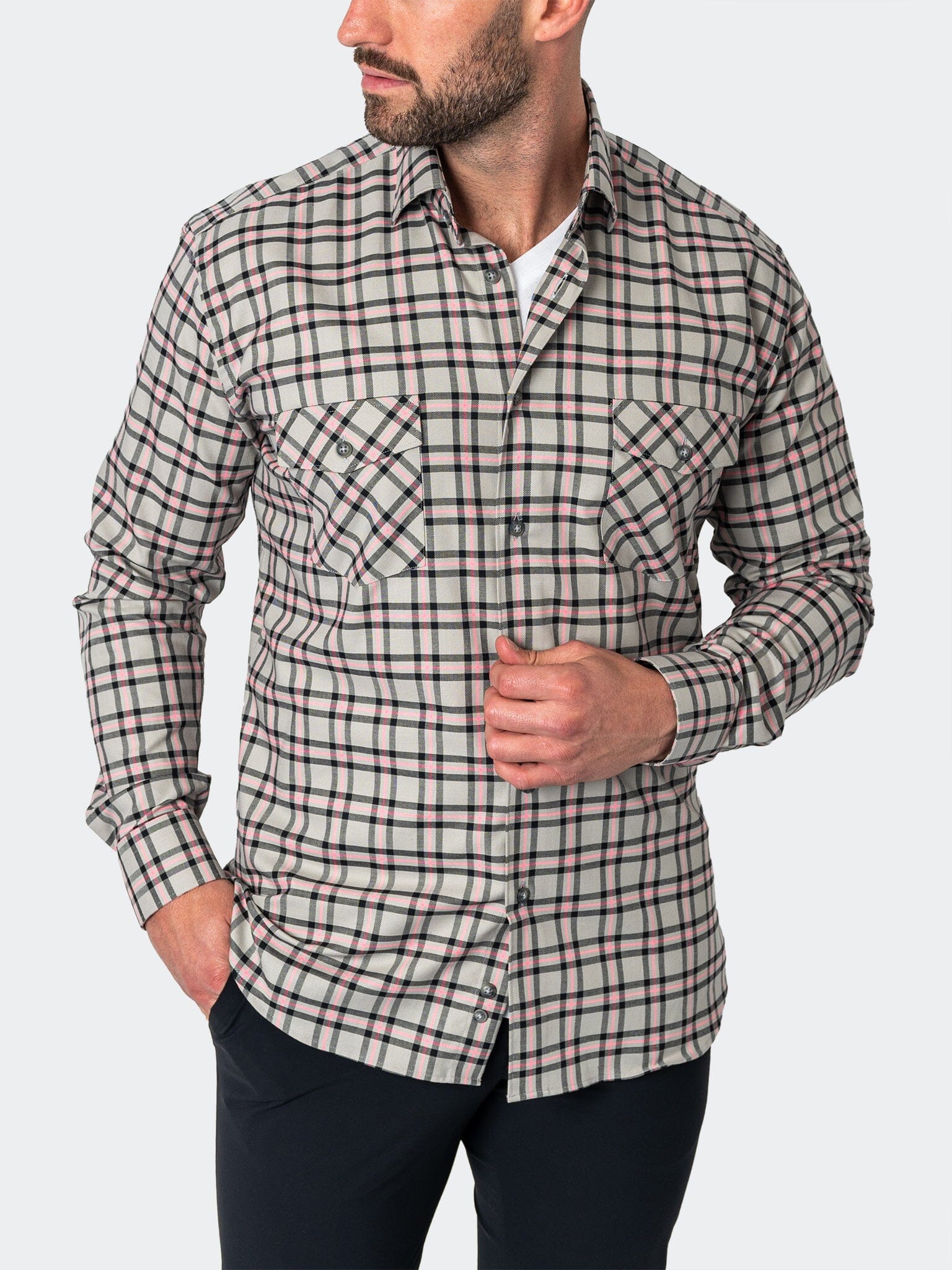 Flannel PlaidPink Grey Shirt