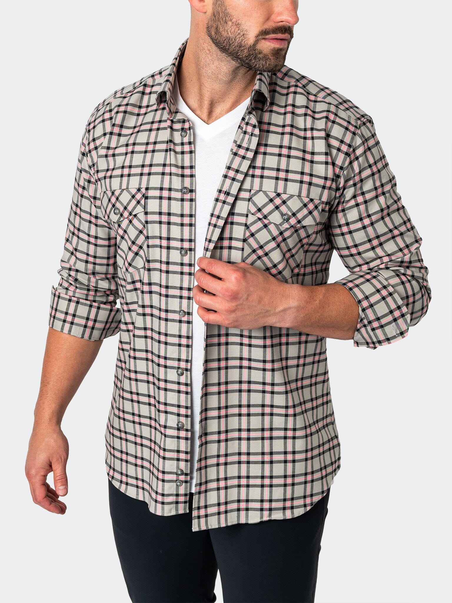 Flannel PlaidPink Grey Shirt