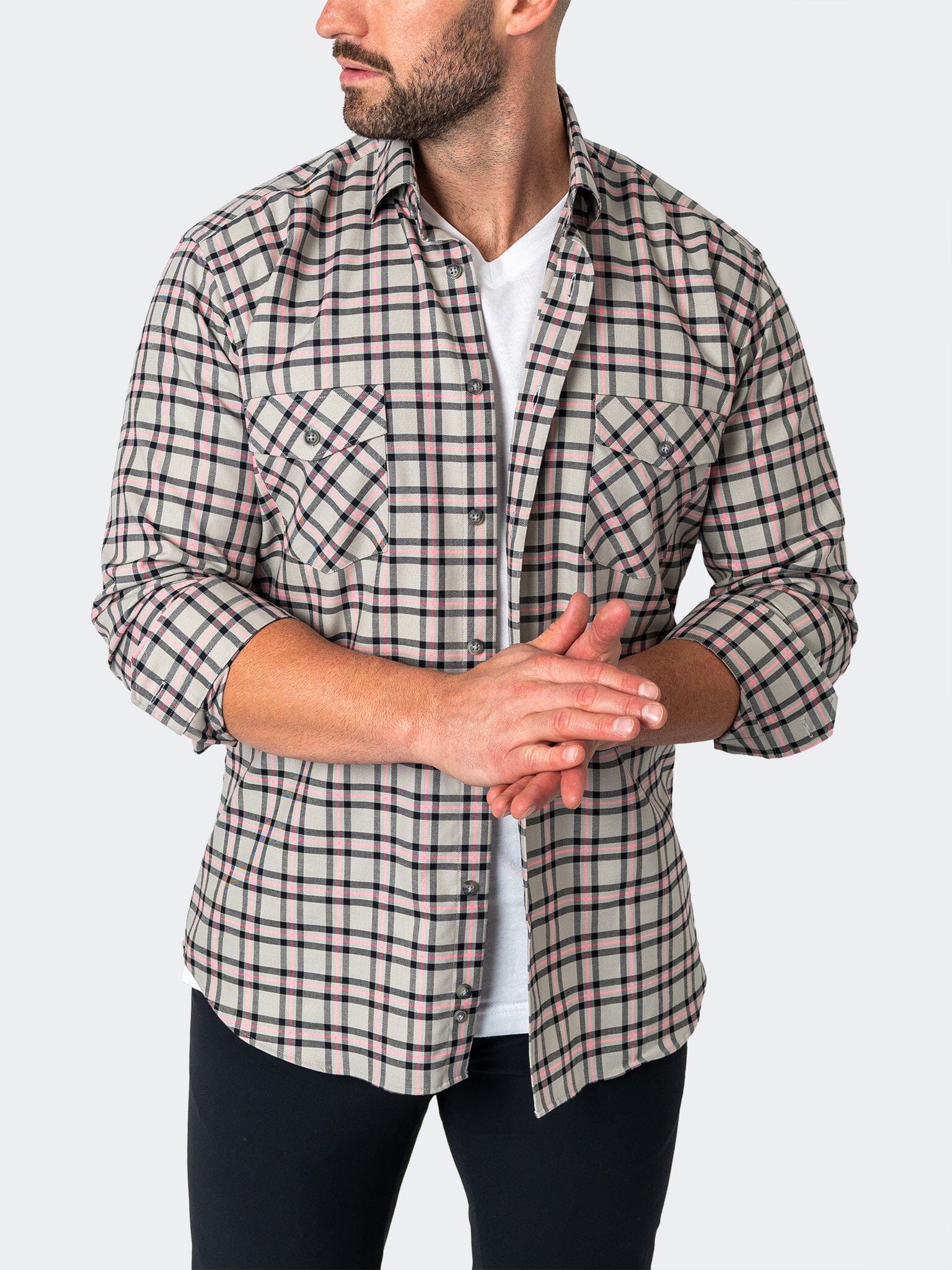 Flannel PlaidPink Grey Shirt