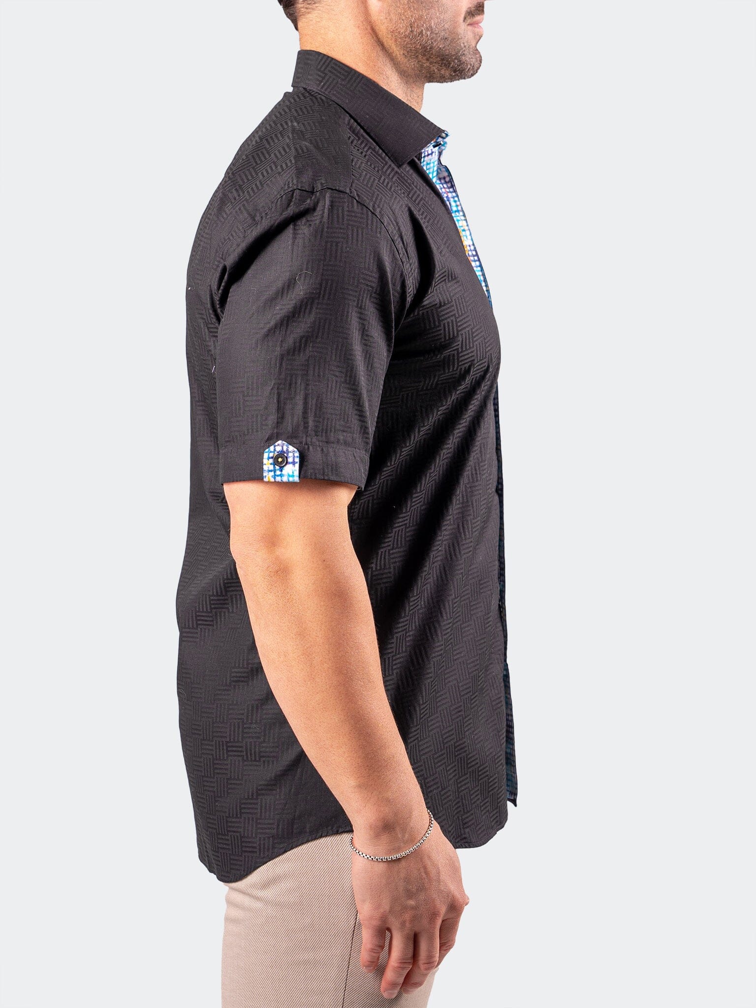 Galileo Black Stretch Herringbone Shirt
