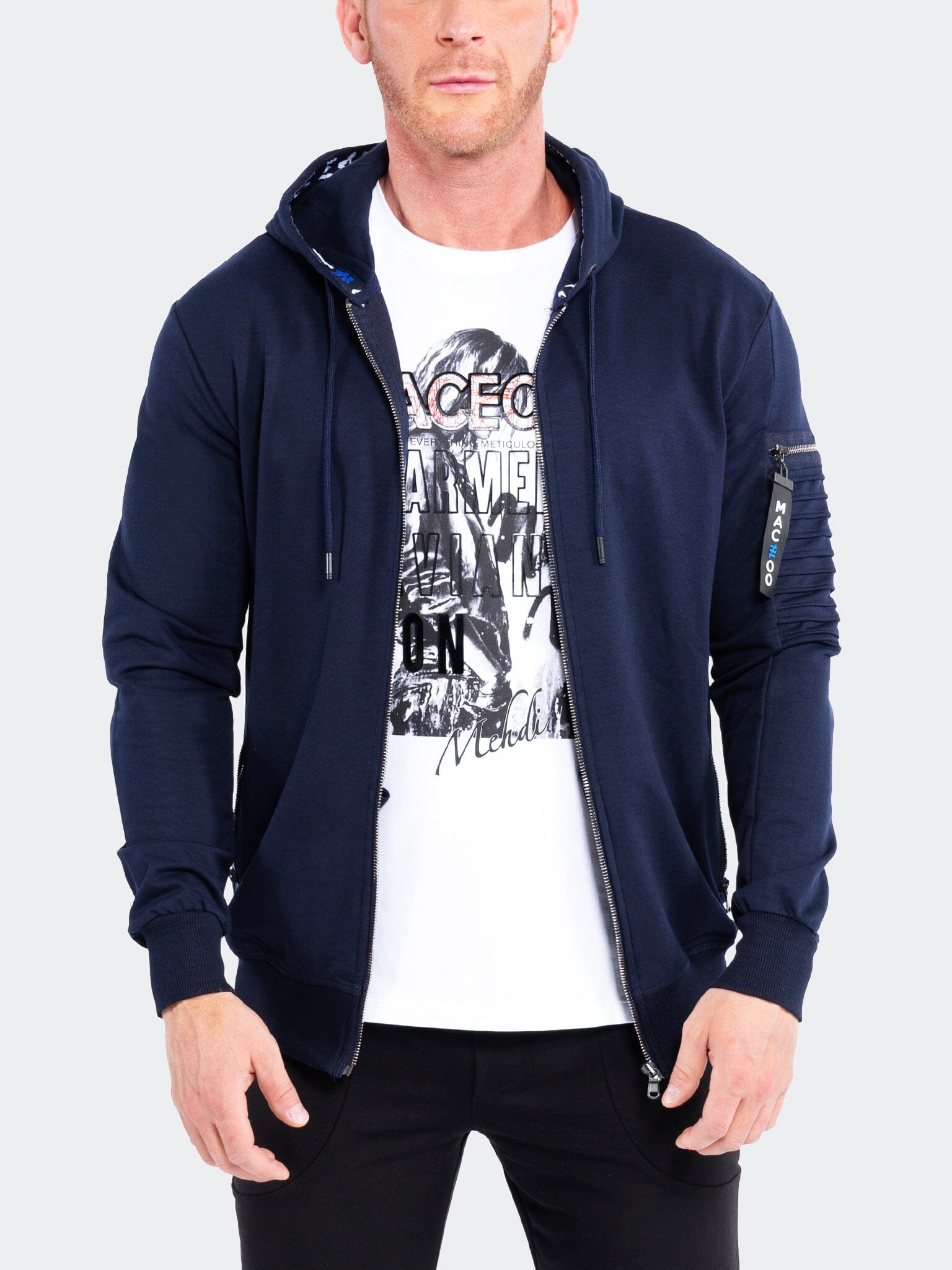 Perm Navy Full-Zip Hoodie