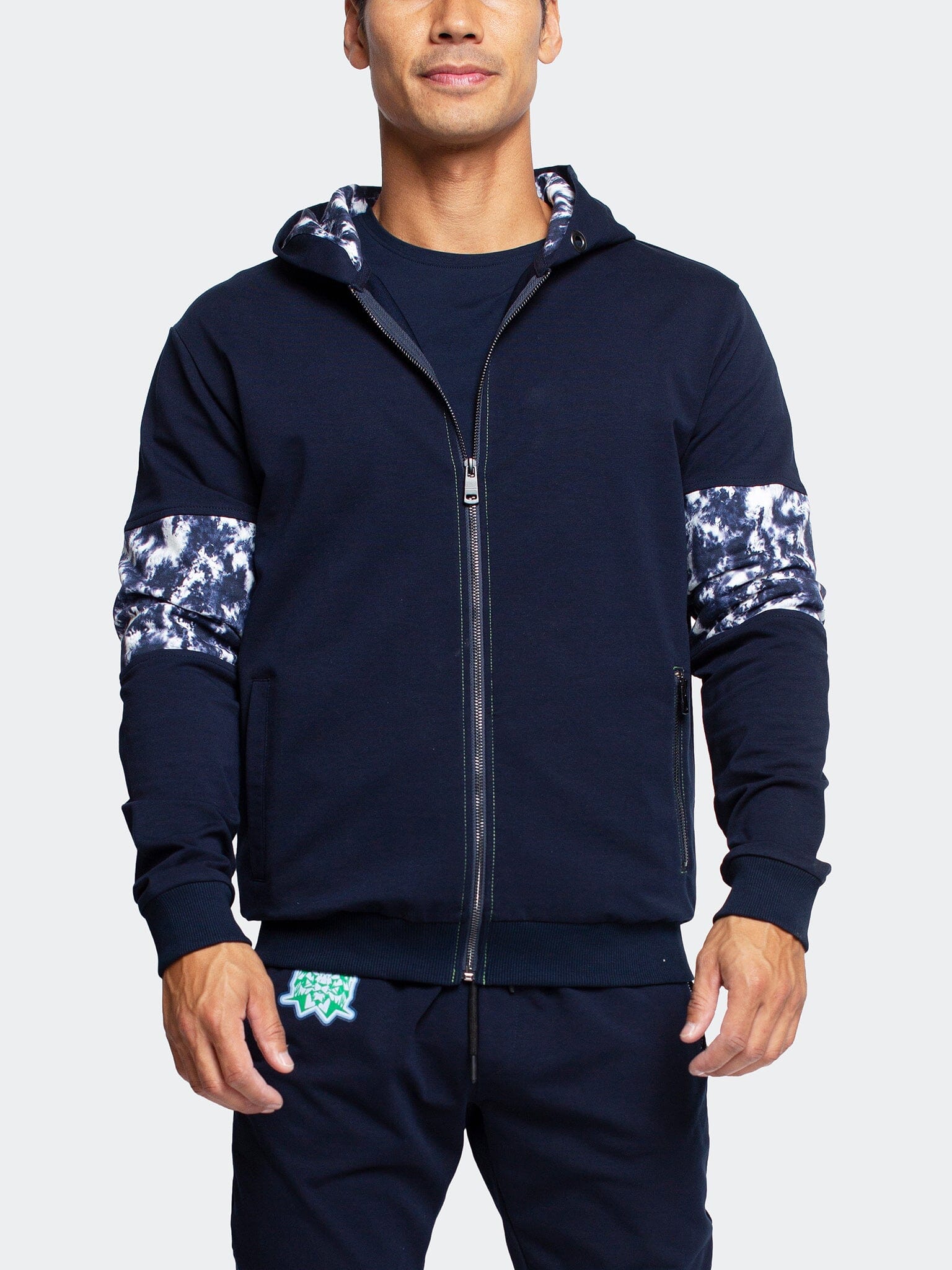 TieDye Navy Full-Zip Hoodie