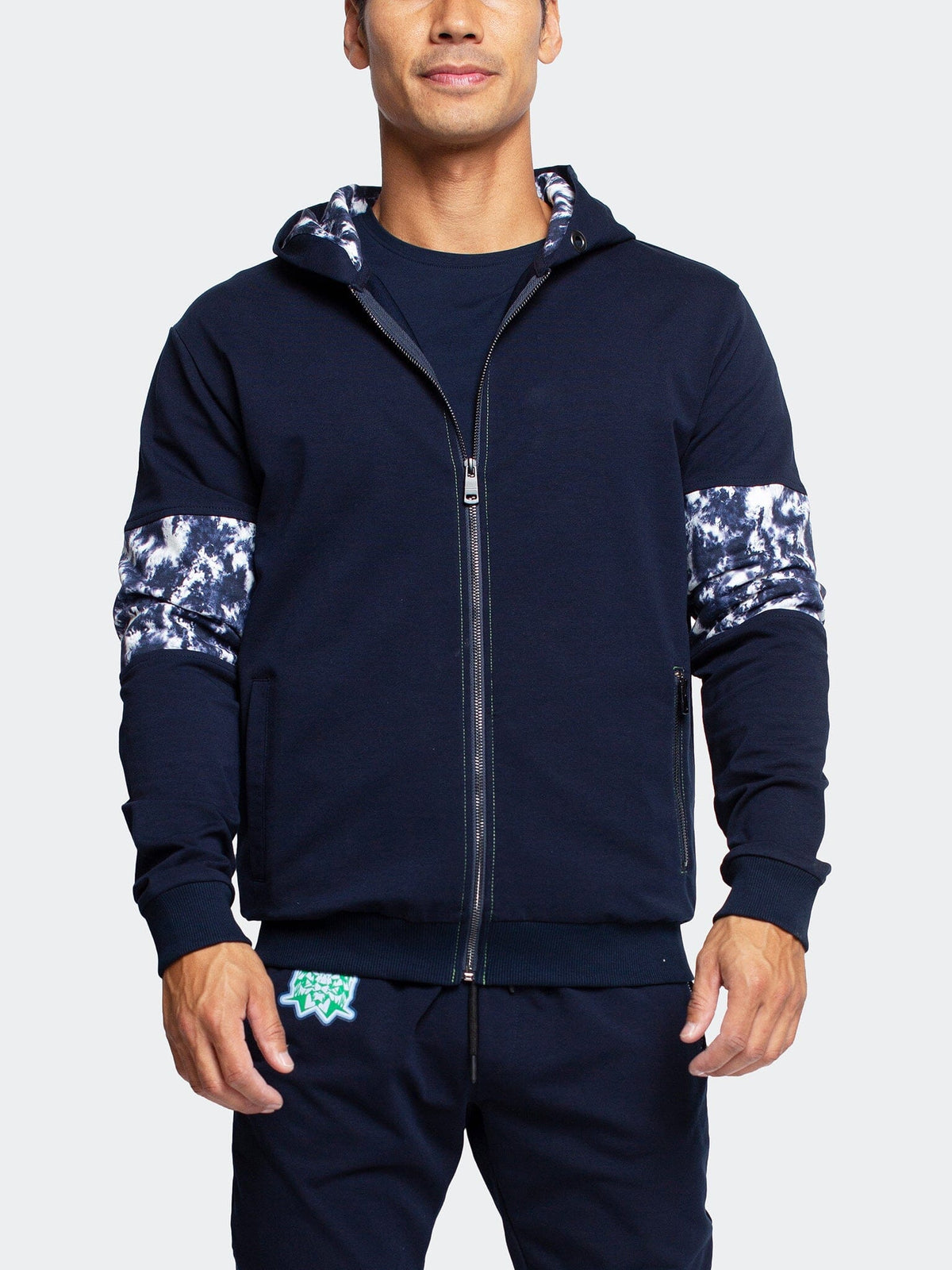 TieDye Navy Full-Zip Hoodie – Maceoo
