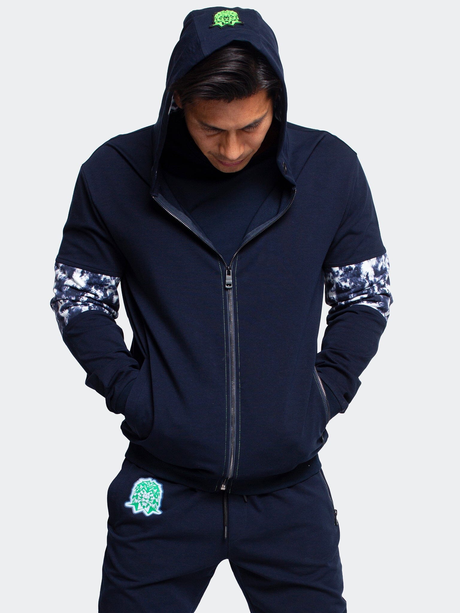 TieDye Navy Full-Zip Hoodie