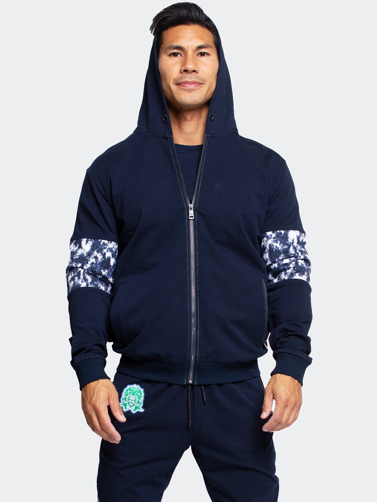 TieDye Navy Full-Zip Hoodie