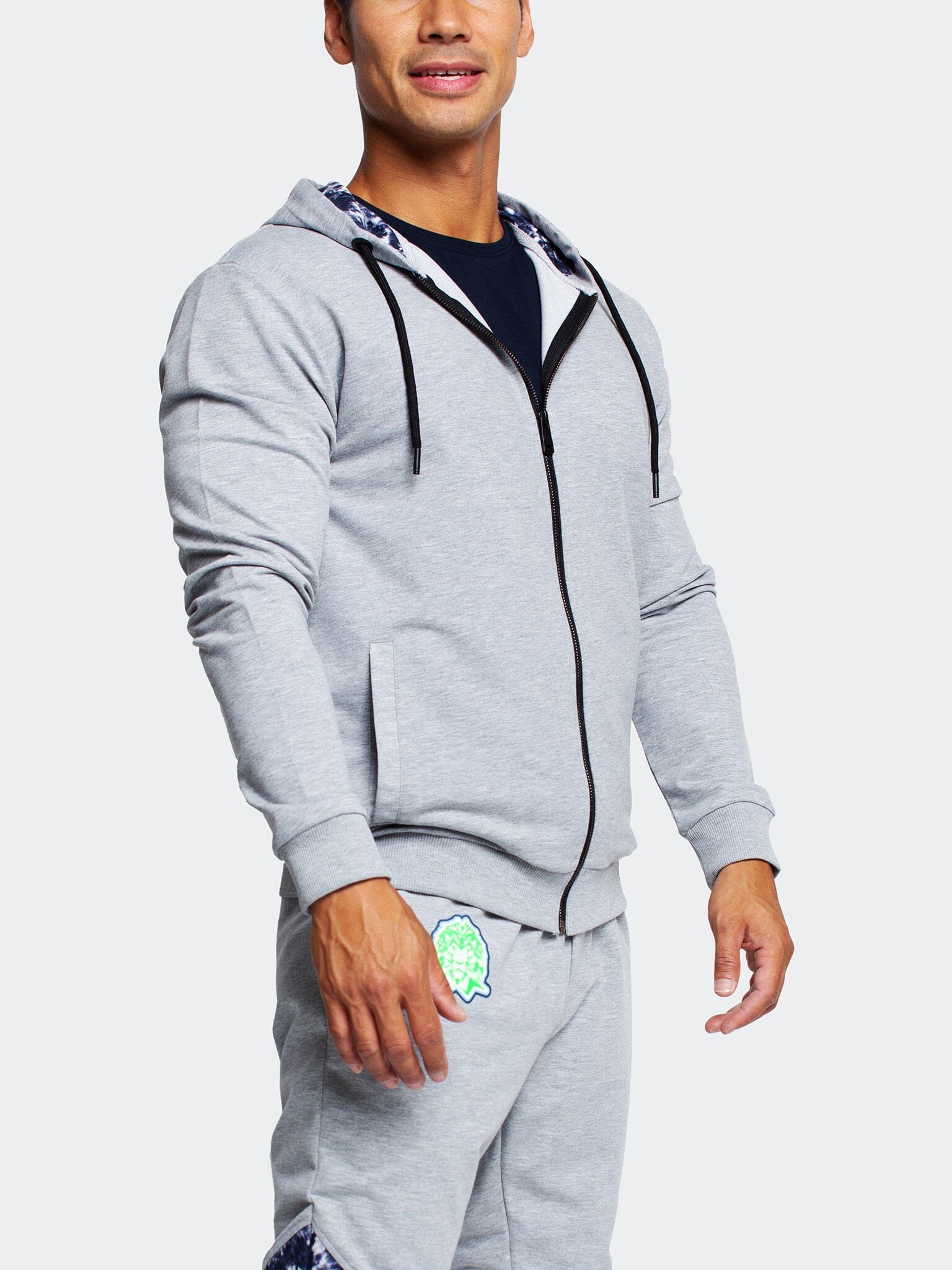 TieDye Grey Full-Zip Hoodie