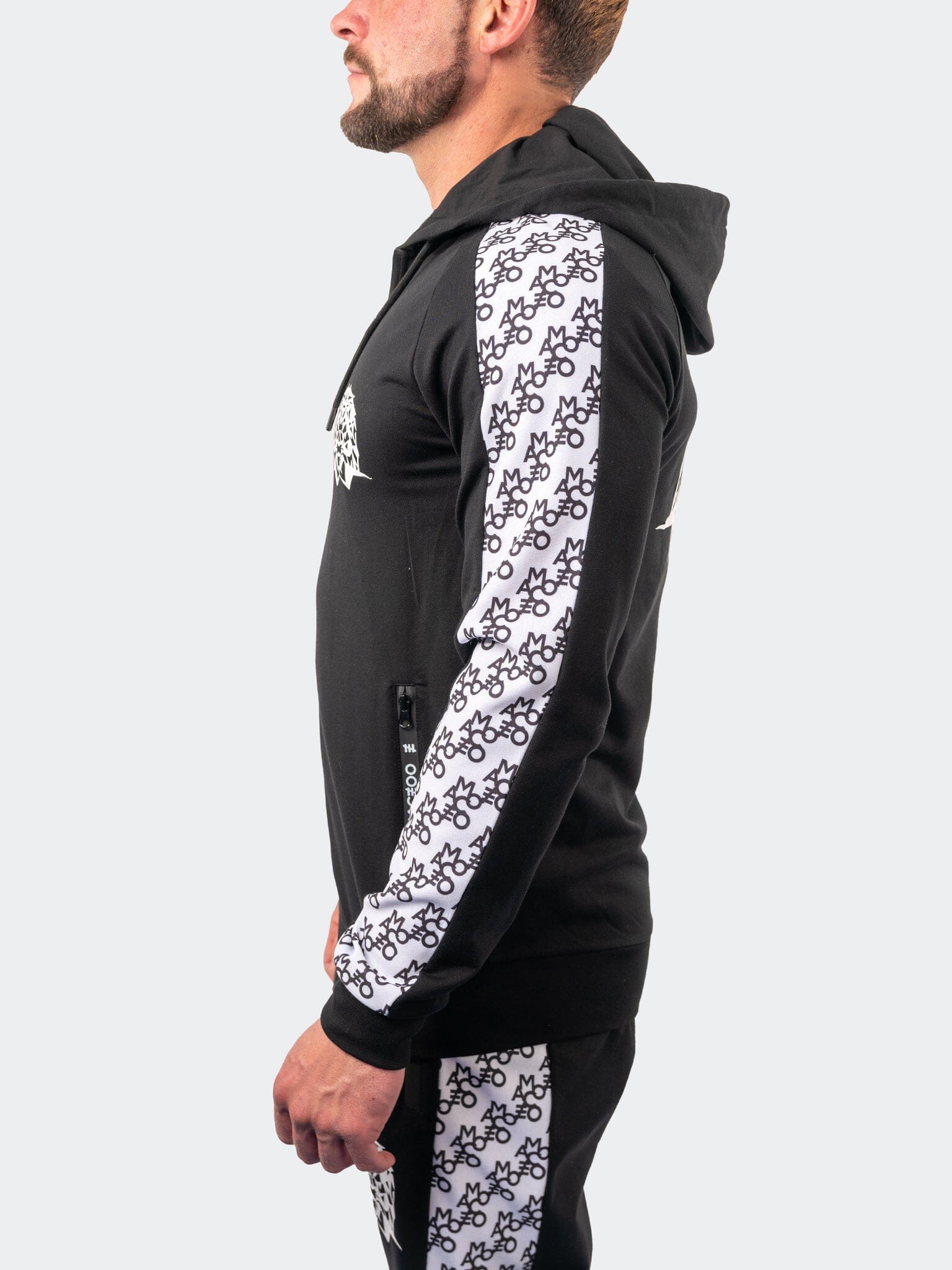 Monogram Black Zip Hoodie