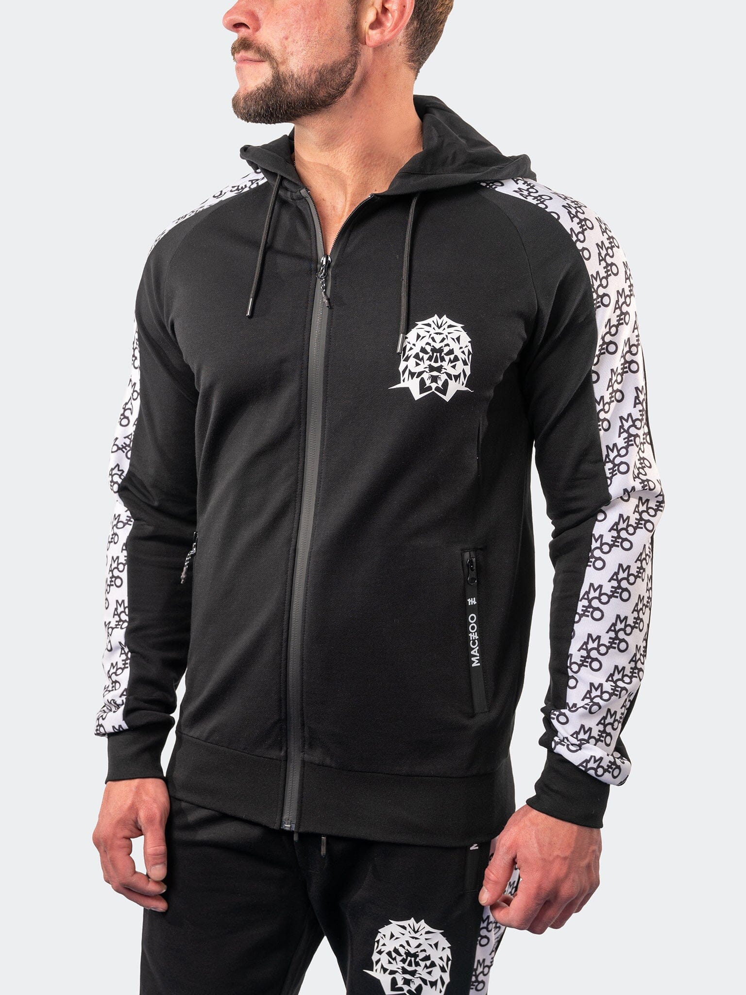 Monogram Black Zip Hoodie