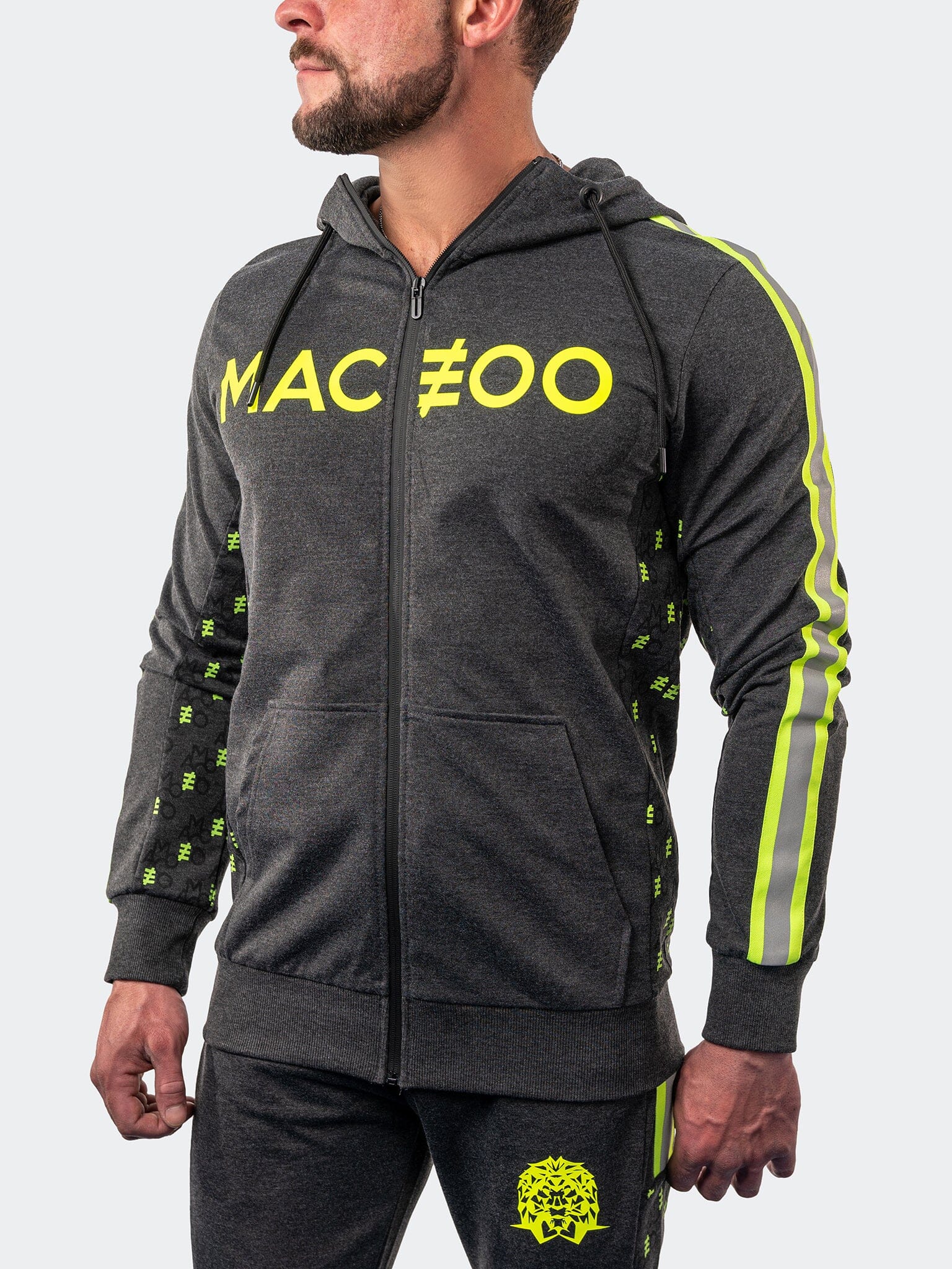 Monogram Grey Zip Hoodie