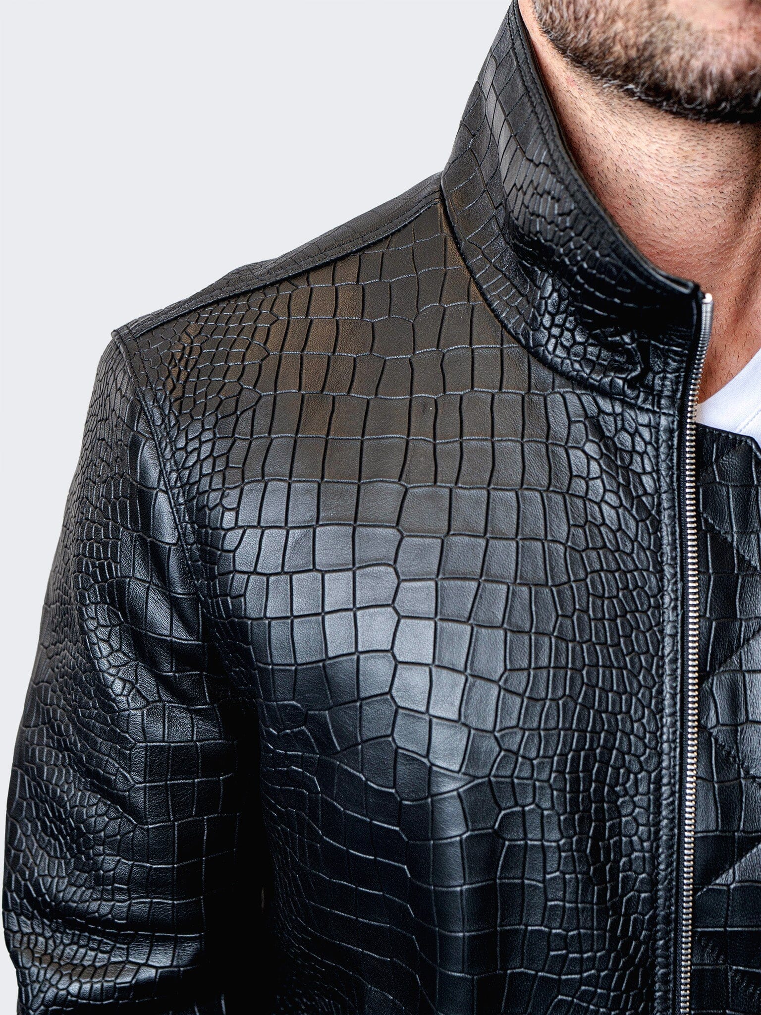 Allo Croc-Embossed Black Jacket
