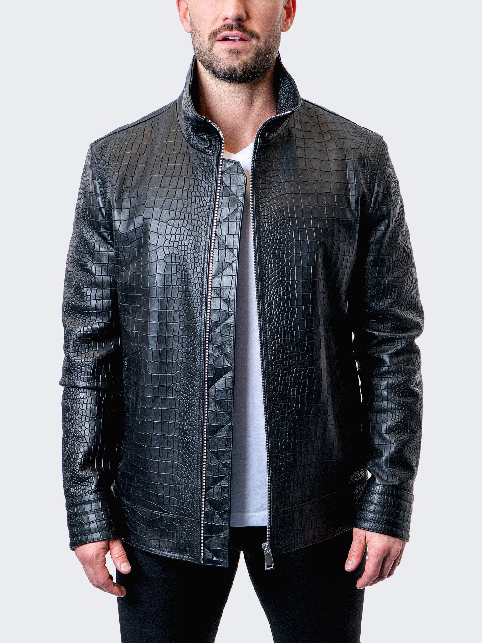 Allo Croc-Embossed Black Jacket