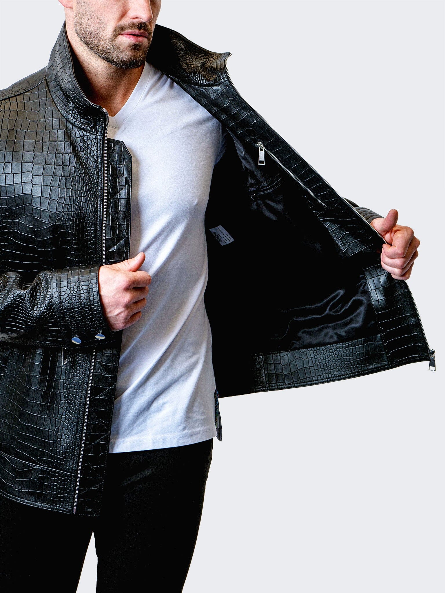 Allo Croc-Embossed Black Jacket