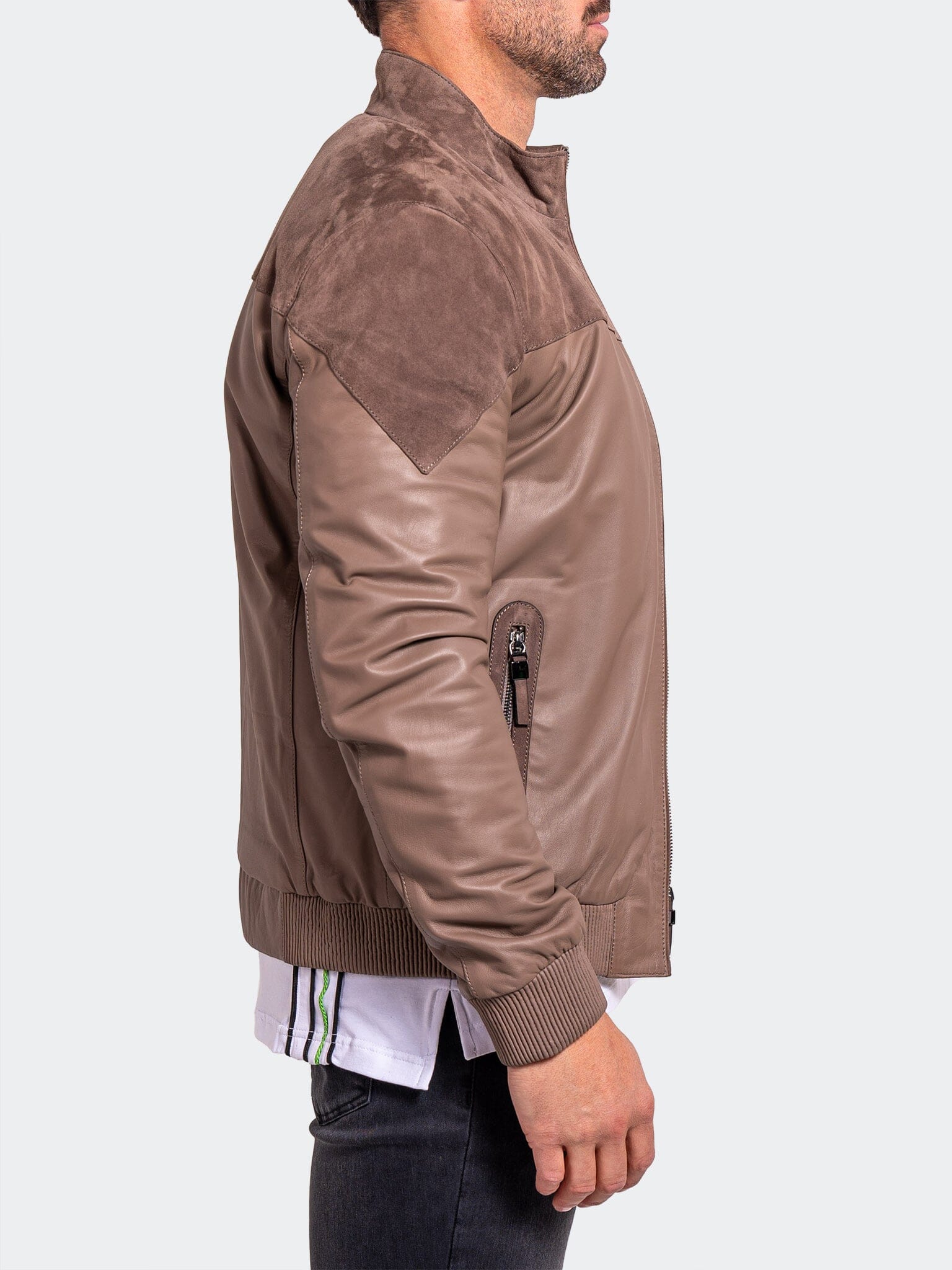 Two-Tone Suede Shoulder Bomber