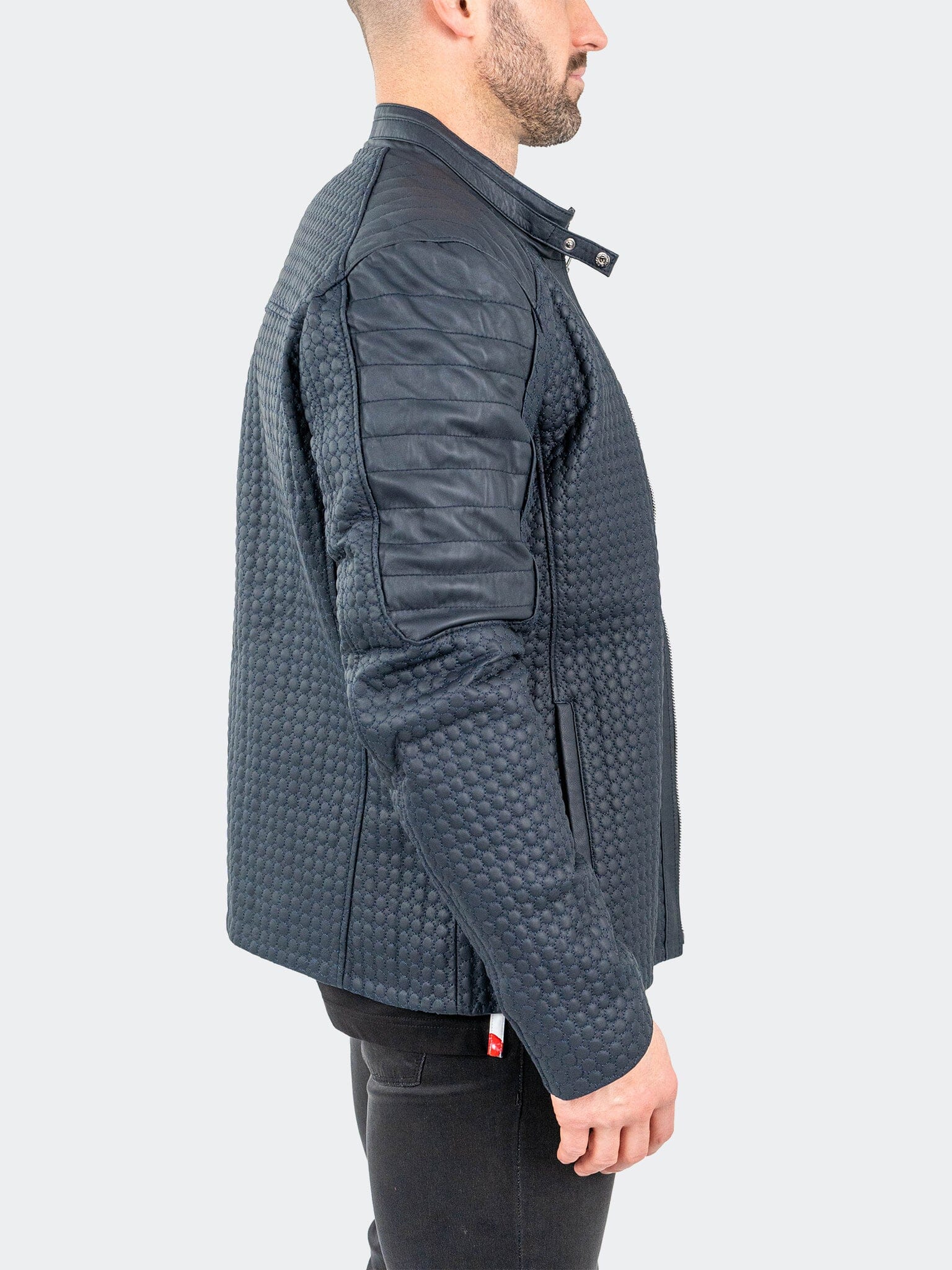 Braille Navy Leather Jacket