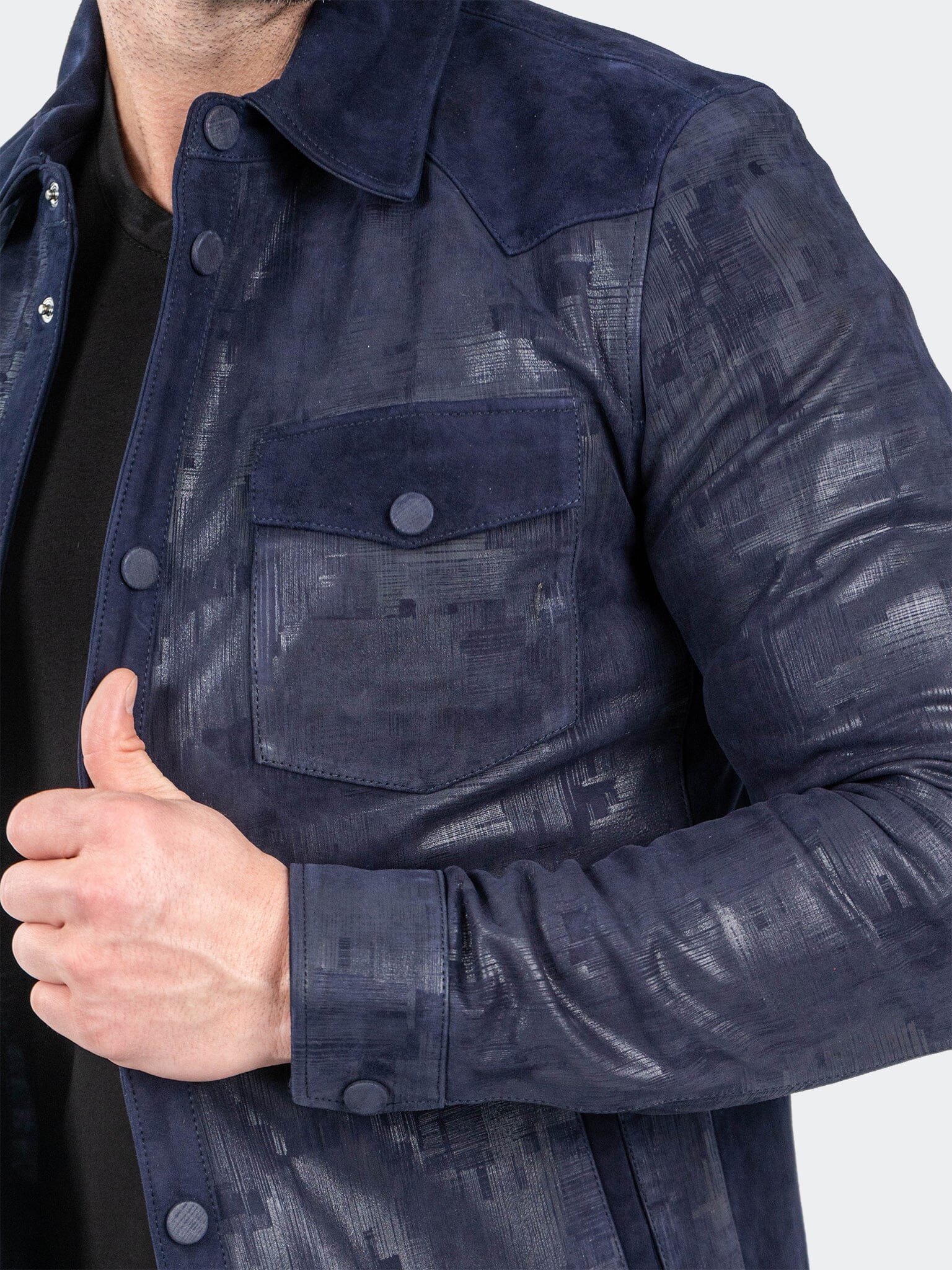Leather ButtonUp Navy