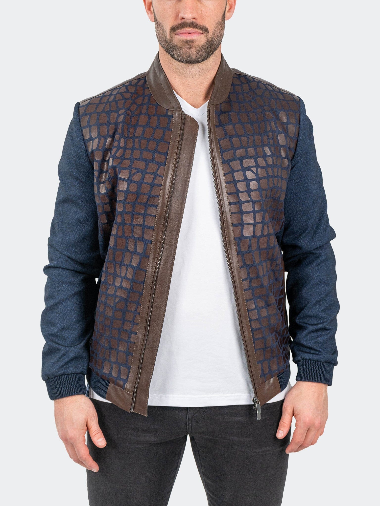 CobbleStone Navy Leather Jacket