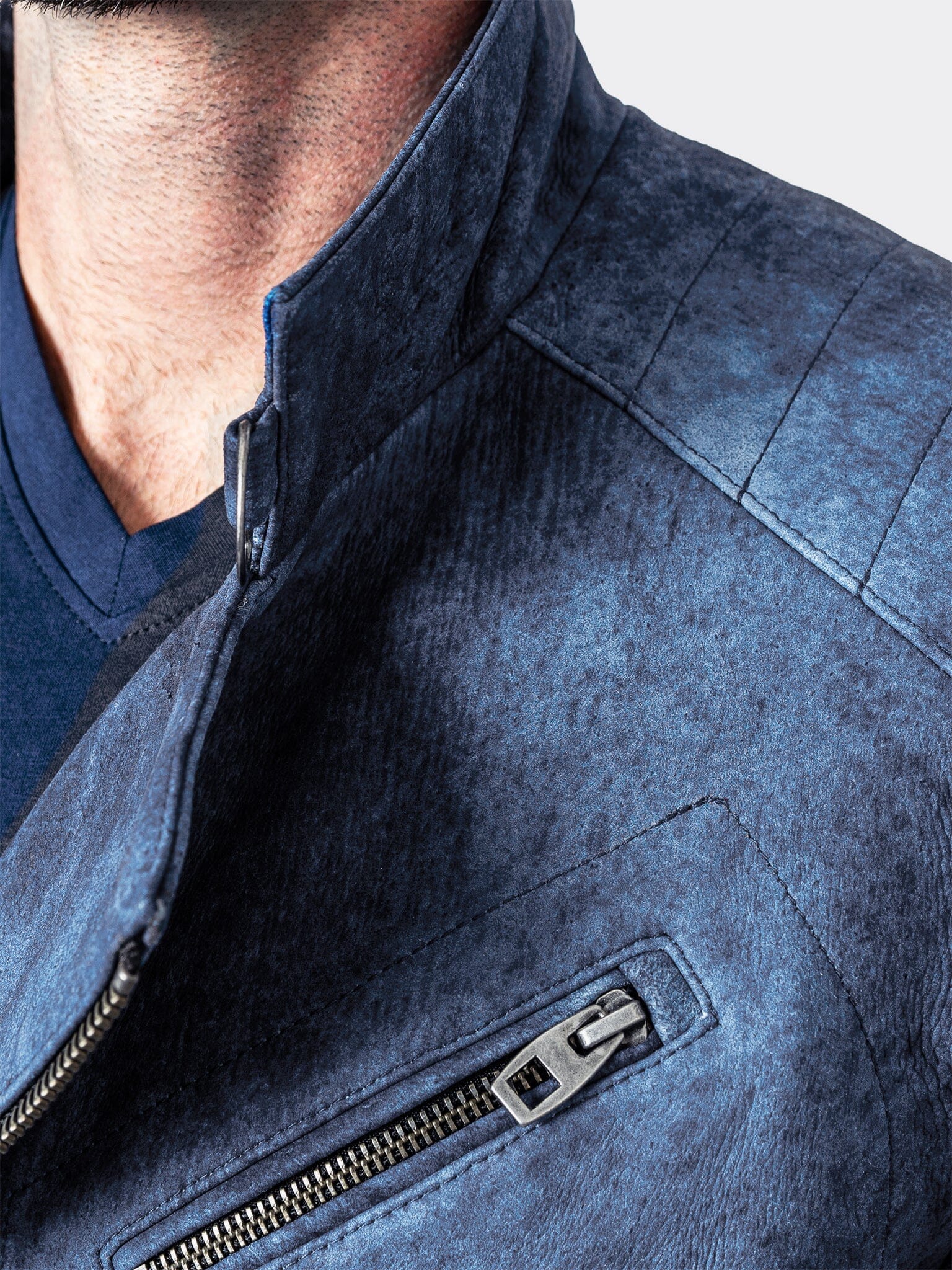 Gene Blue Leather Jacket