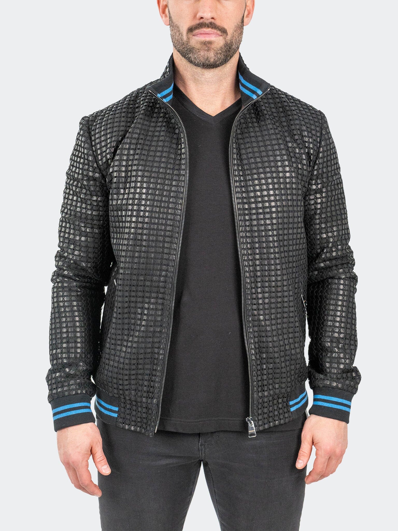 Geometric Black Leather Jacket
