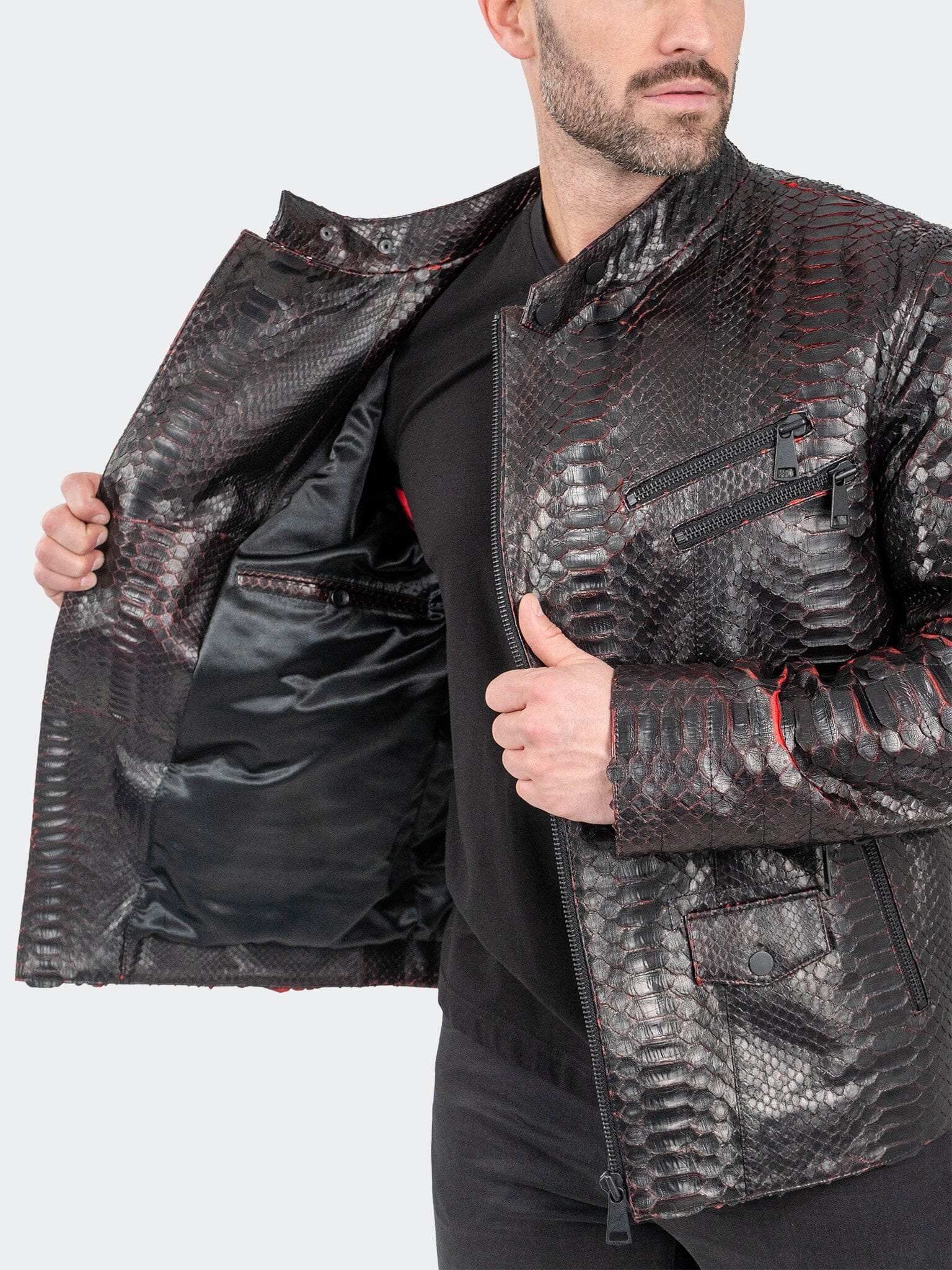 Leather PythonRed Black