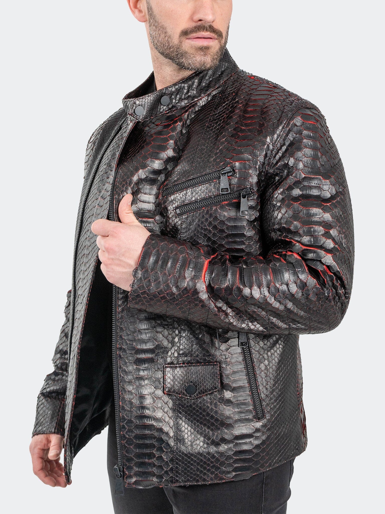 Leather PythonRed Black