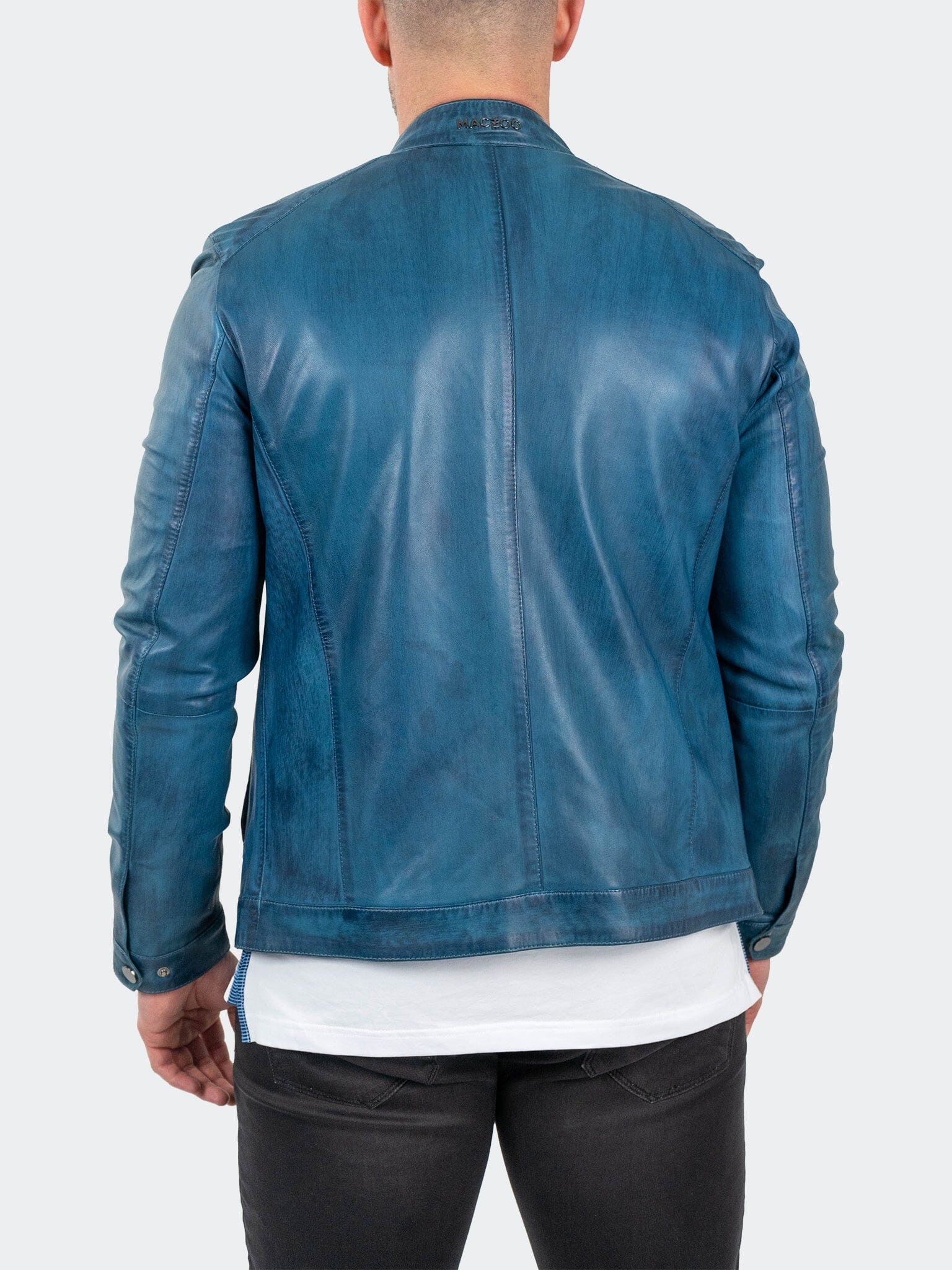 ReverseSteel Blue Leather Jacket